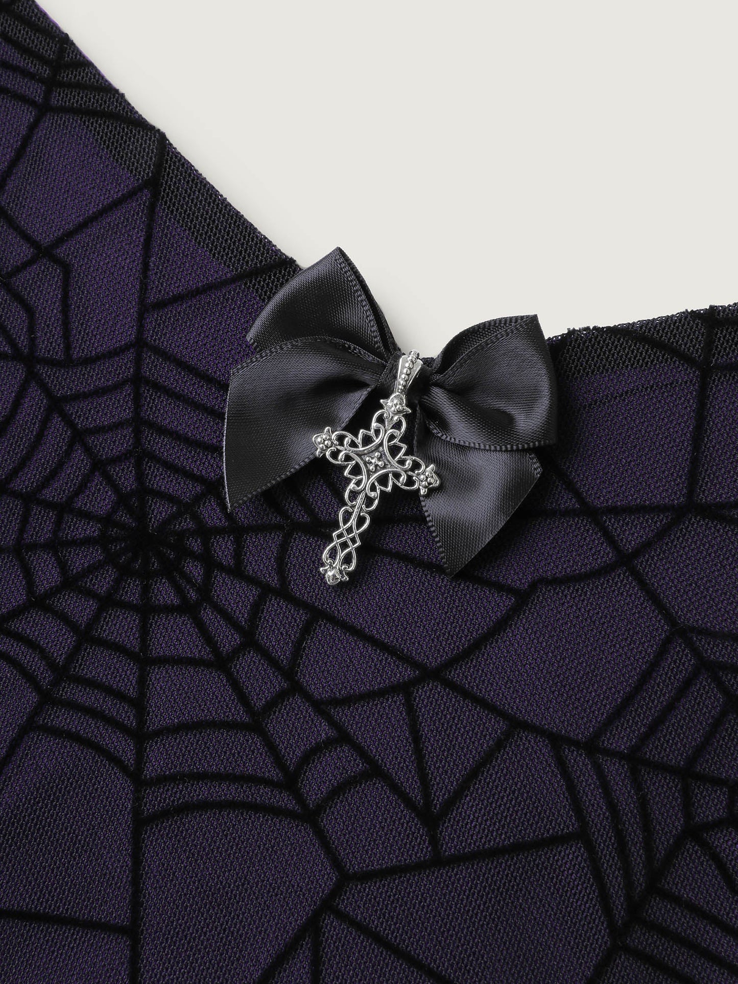 Elastic Flocked Mesh Spiderweb Sleep Dress