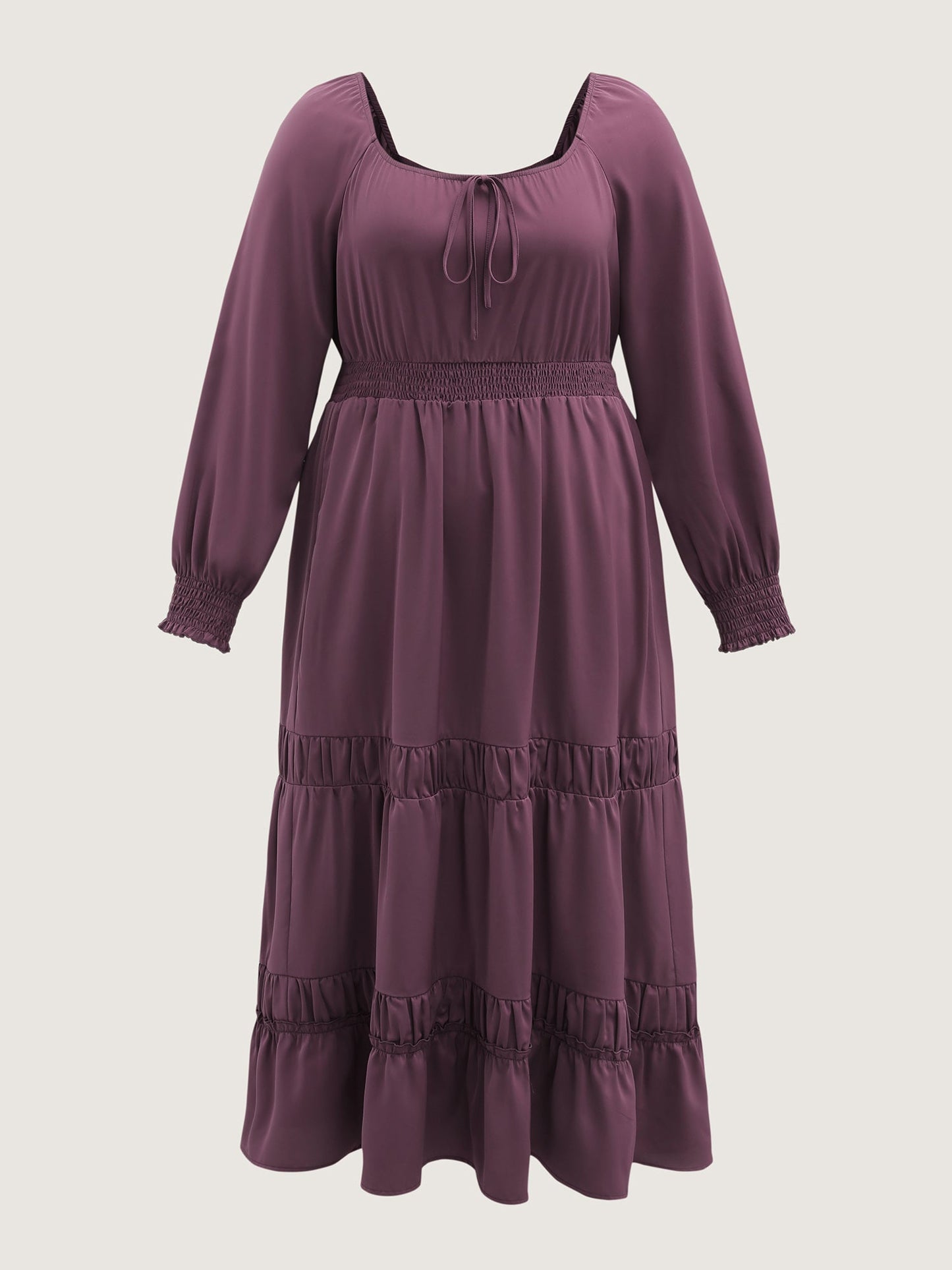 Lotus Leaf Shirred Waist Pockets Maxi Dress
