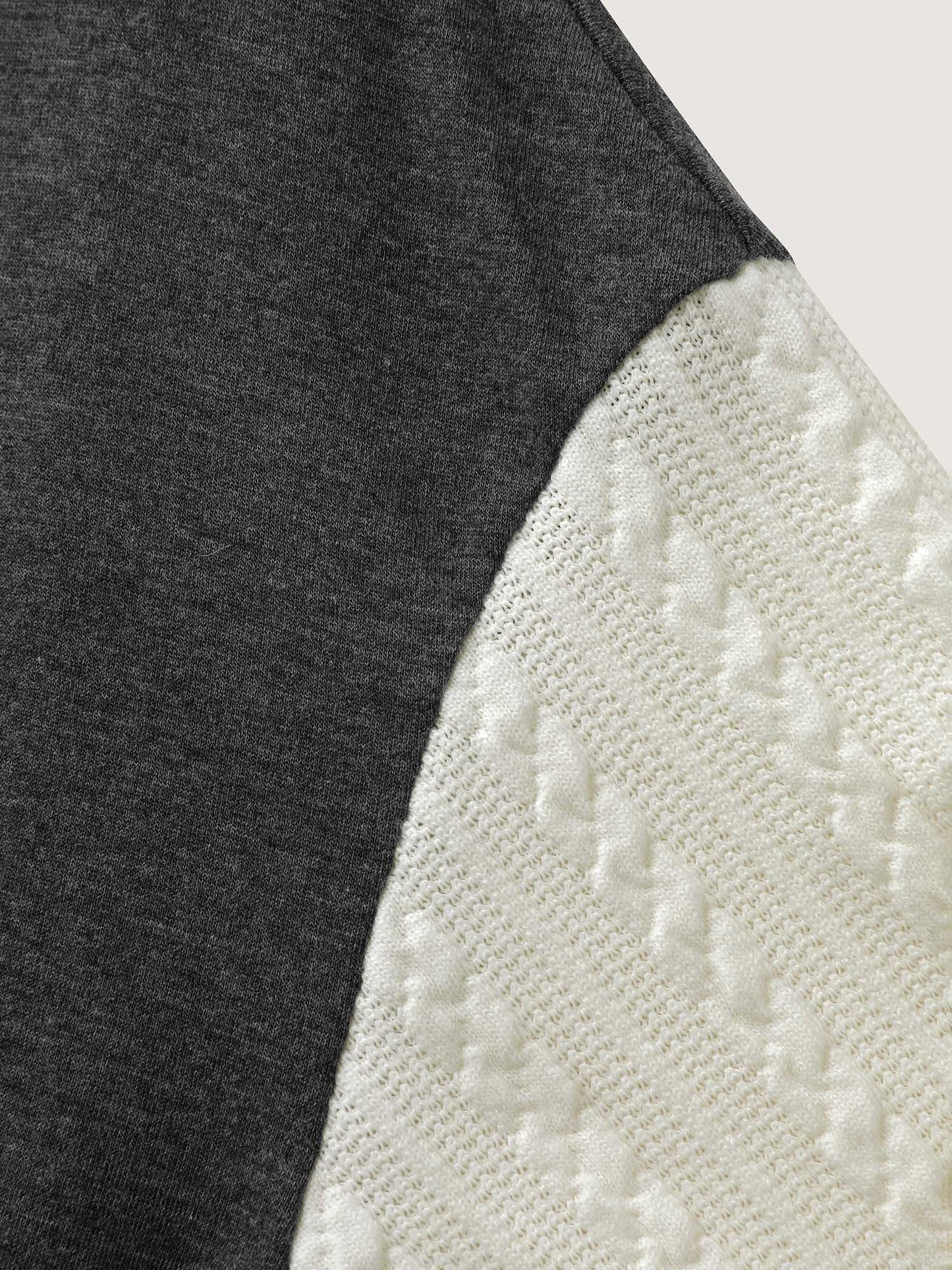 Textured Contrast Drop Shoulder Sweatshirt