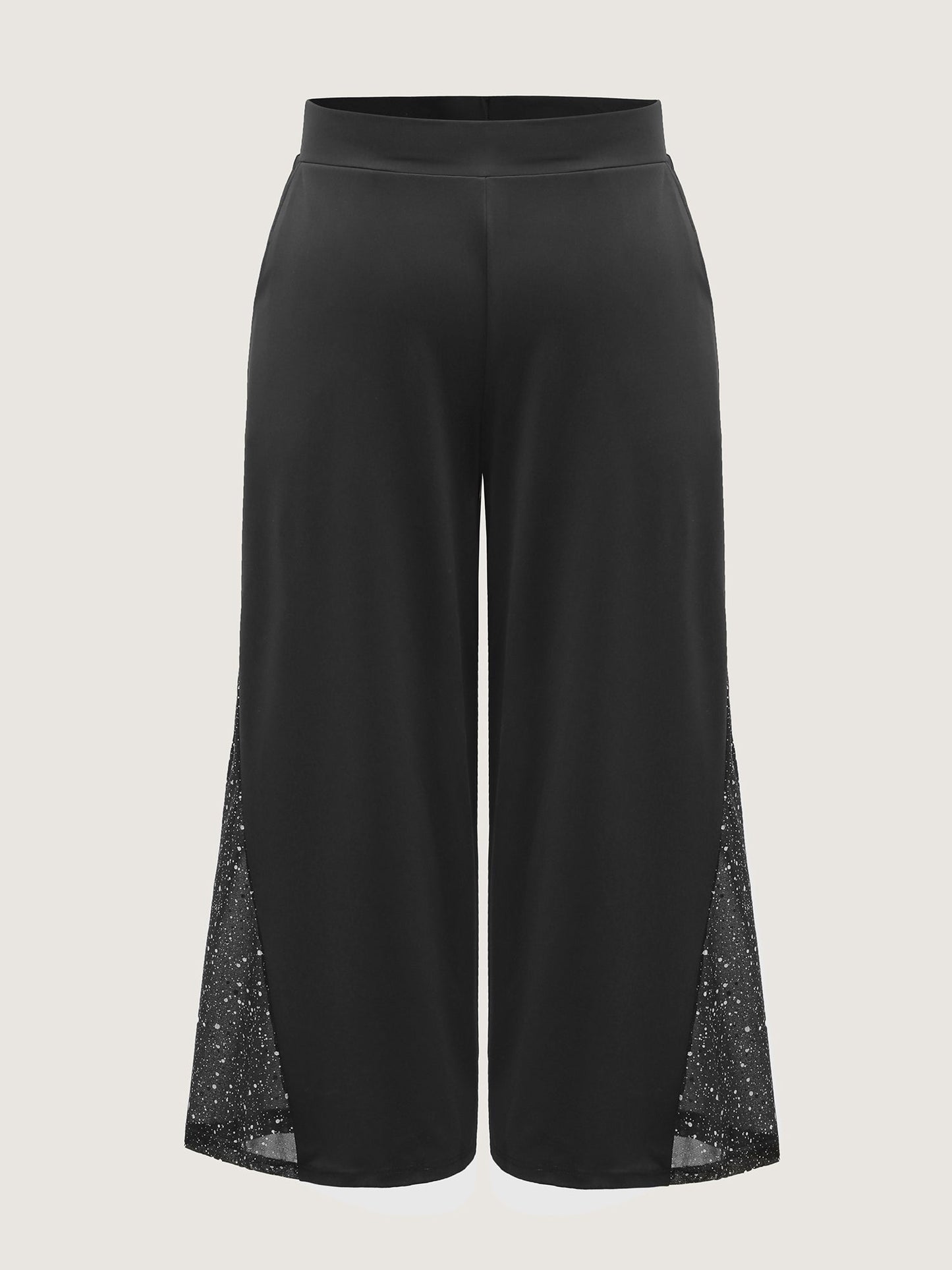 Mesh Spliced Wide-Leg Pants