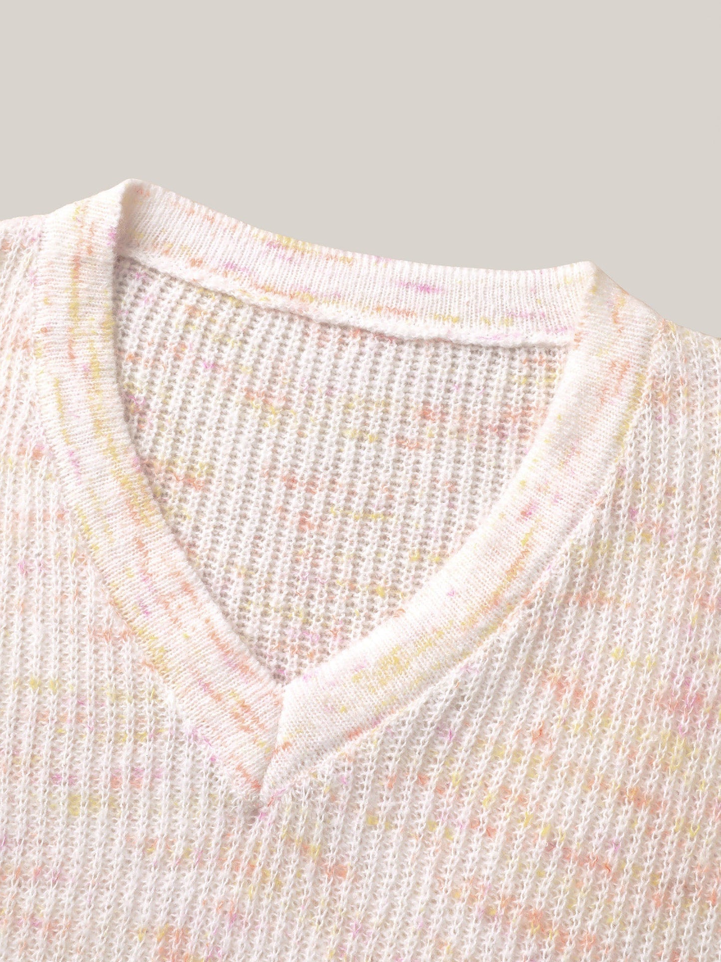 Ribbed Texture V-Neck Fitted Pullover