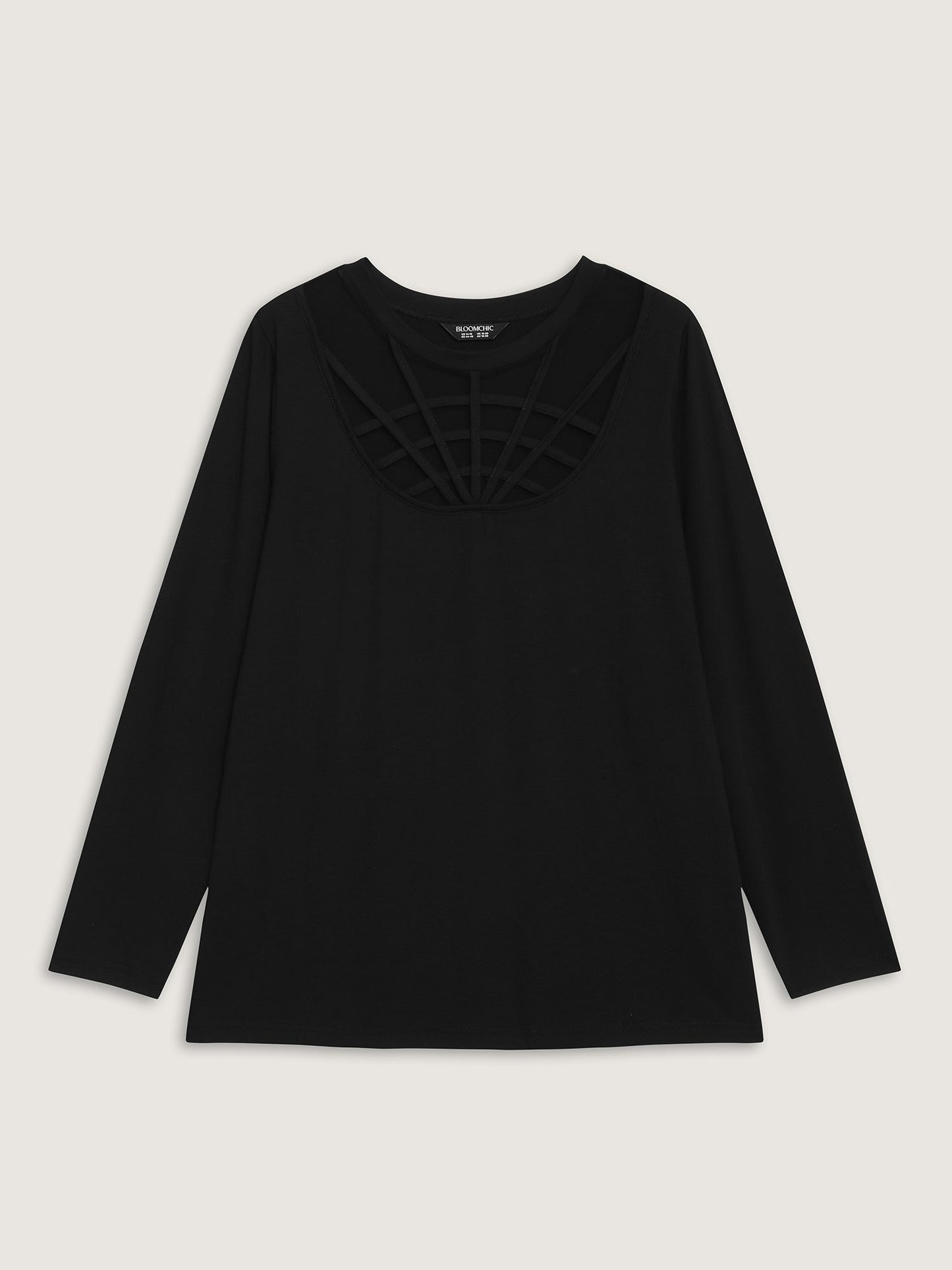 Spiderweb Cut-Out Neckline Fitted T-Shirt