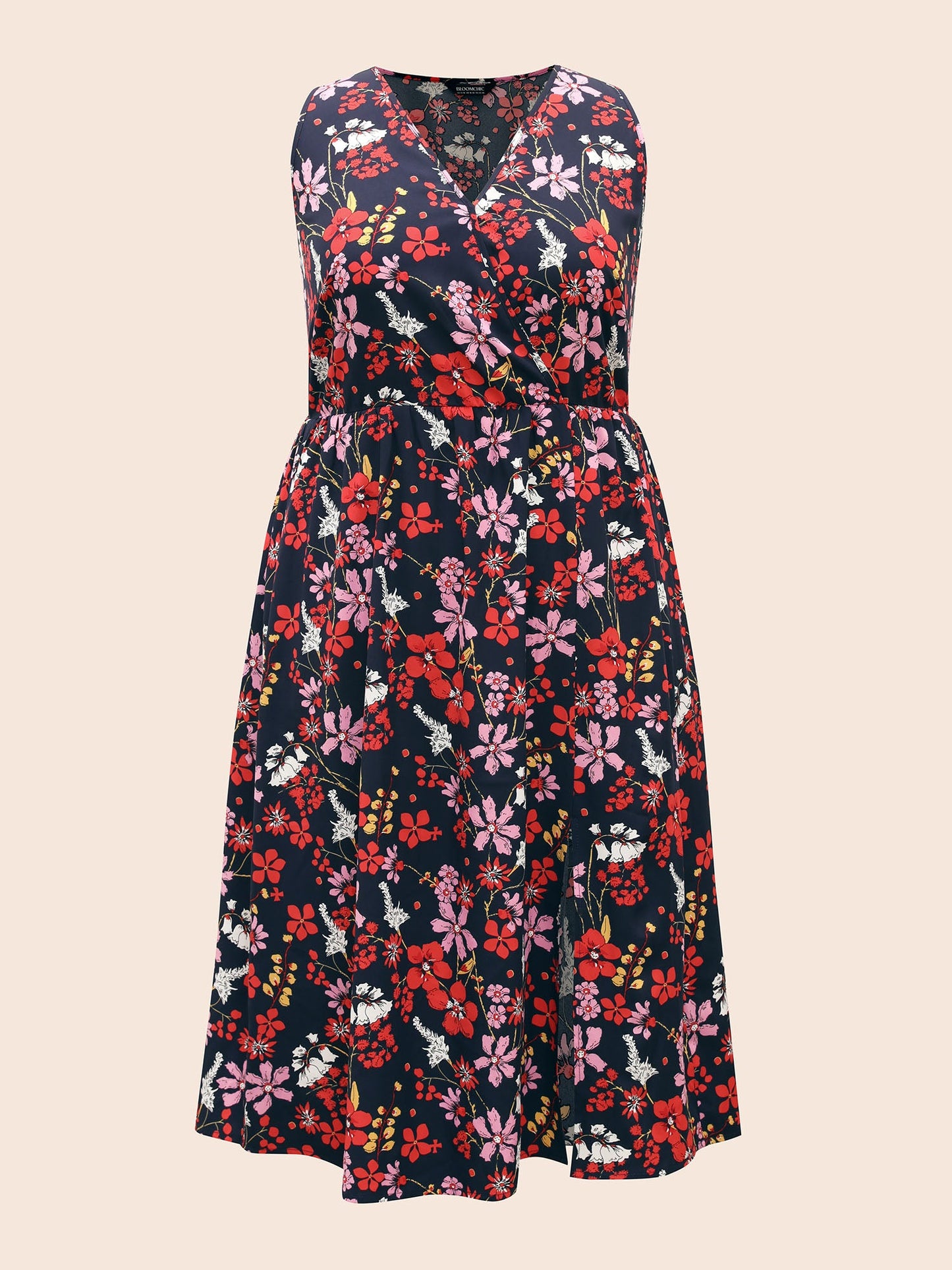 Floral Print Split Hem Sleeveless Dress