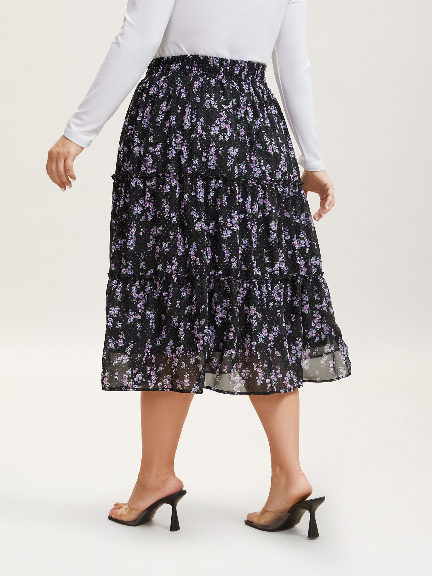 Flirty Floral Pleated Sheer Midi Skirt