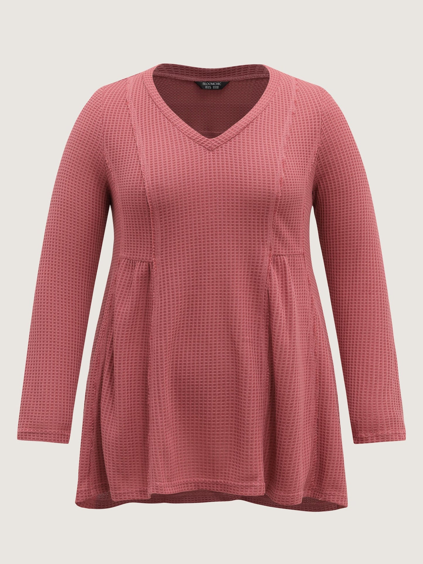 Waffle Grid Side Slit Flared T-Shirt