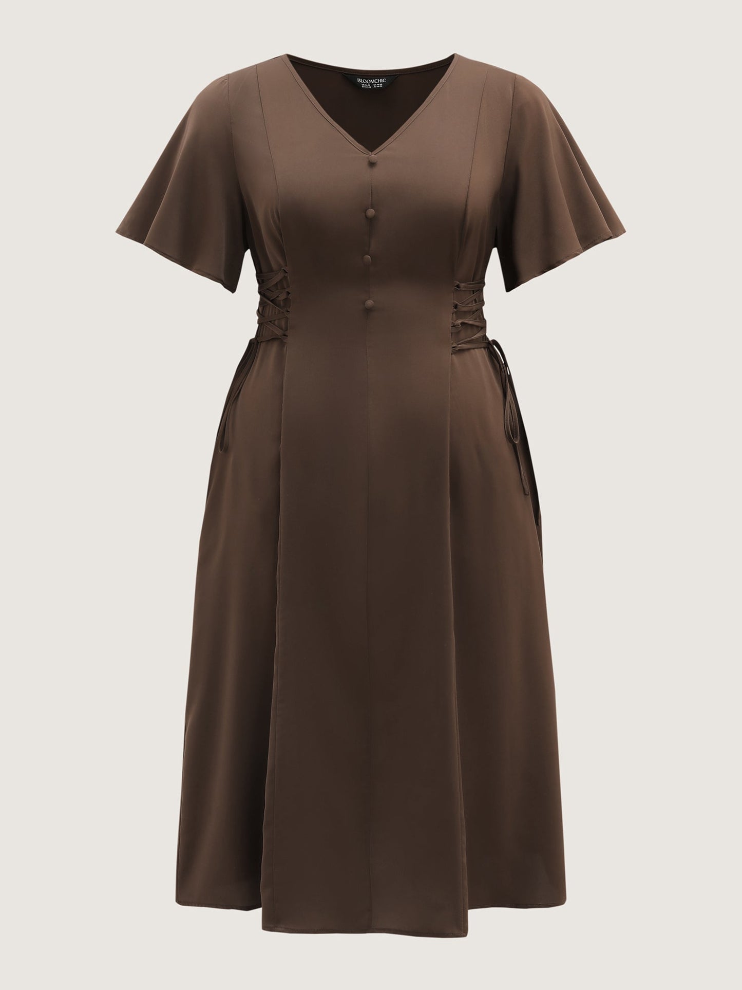 Cross-Tie Button Detail Maxi Dress