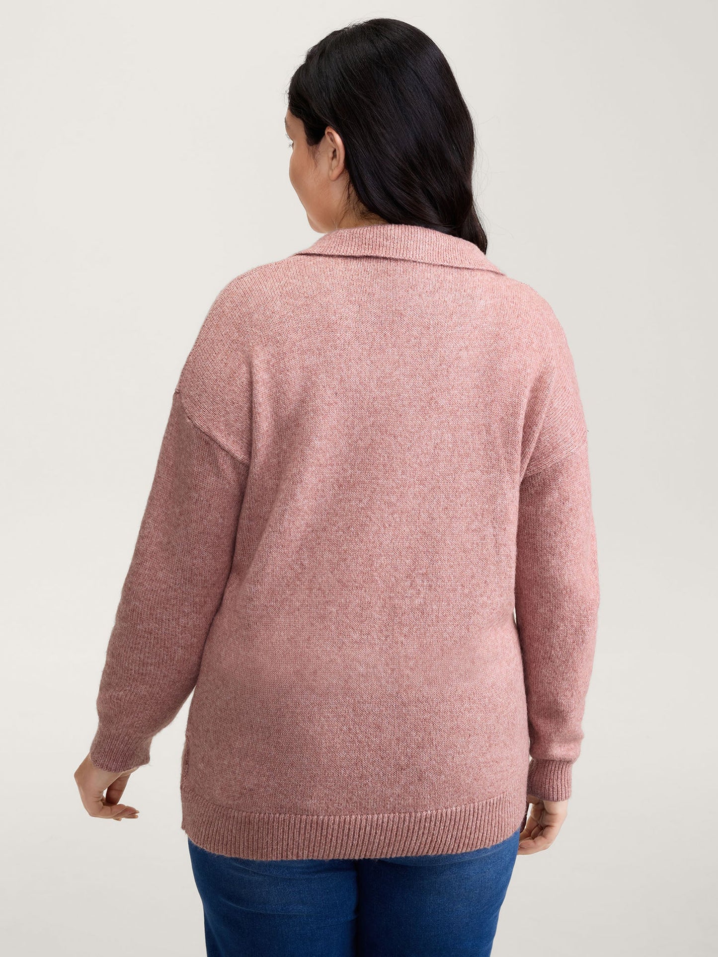 Heather Ribbed Hem Solid Pullover