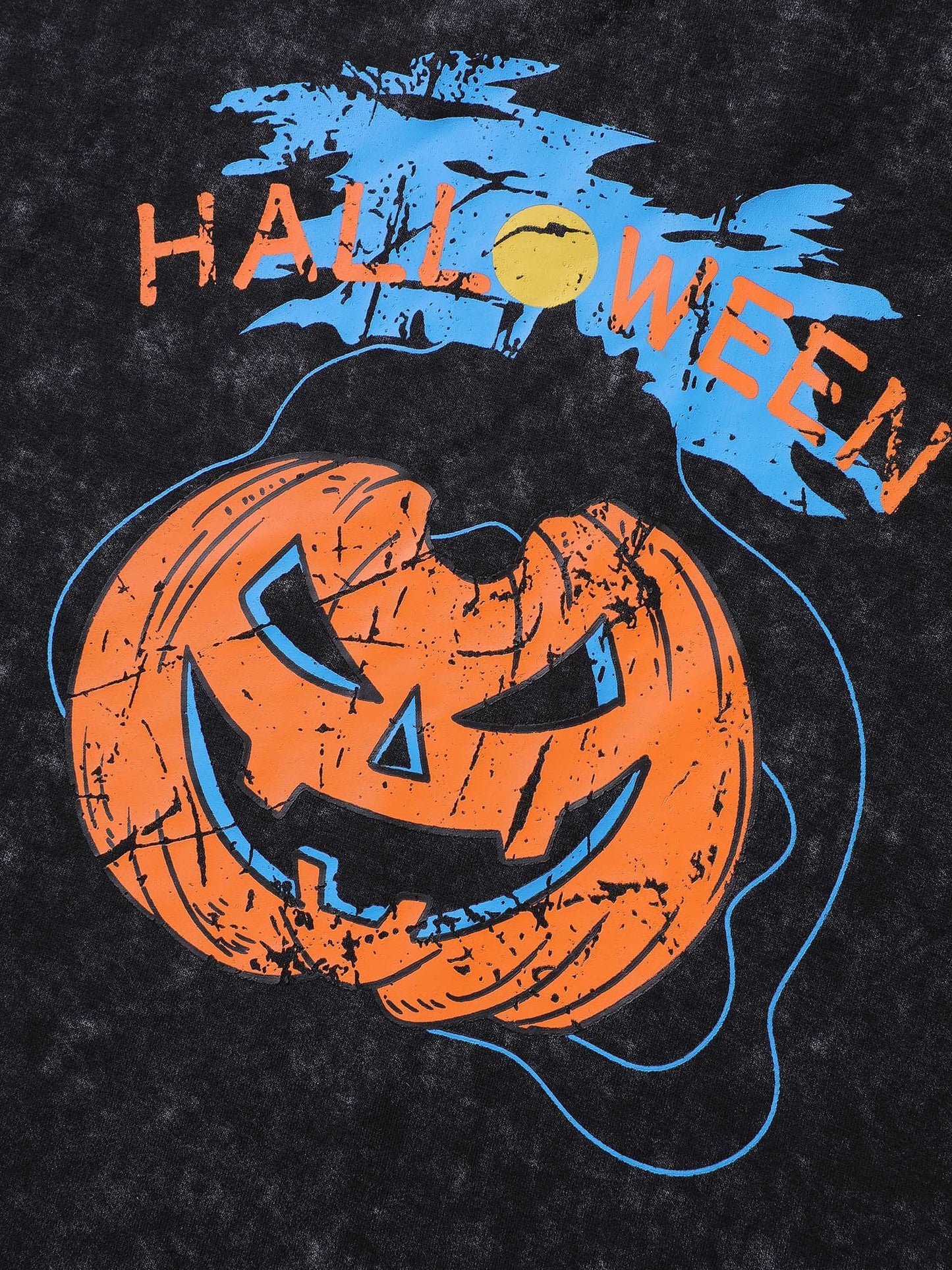Creepy Pumpkin Motif Snowflake Effect Sweatshirt