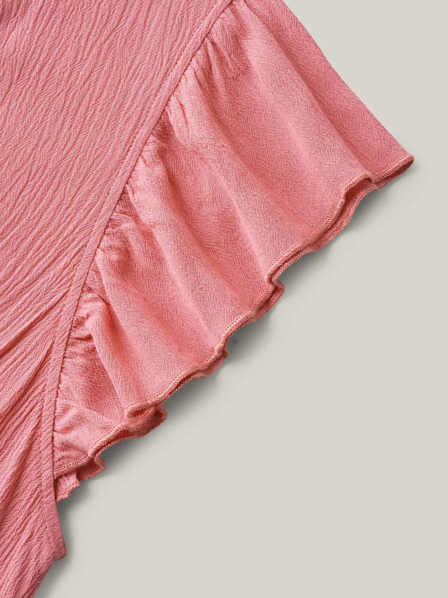 Rayon Ruffled Layered Hem Button Blouse
