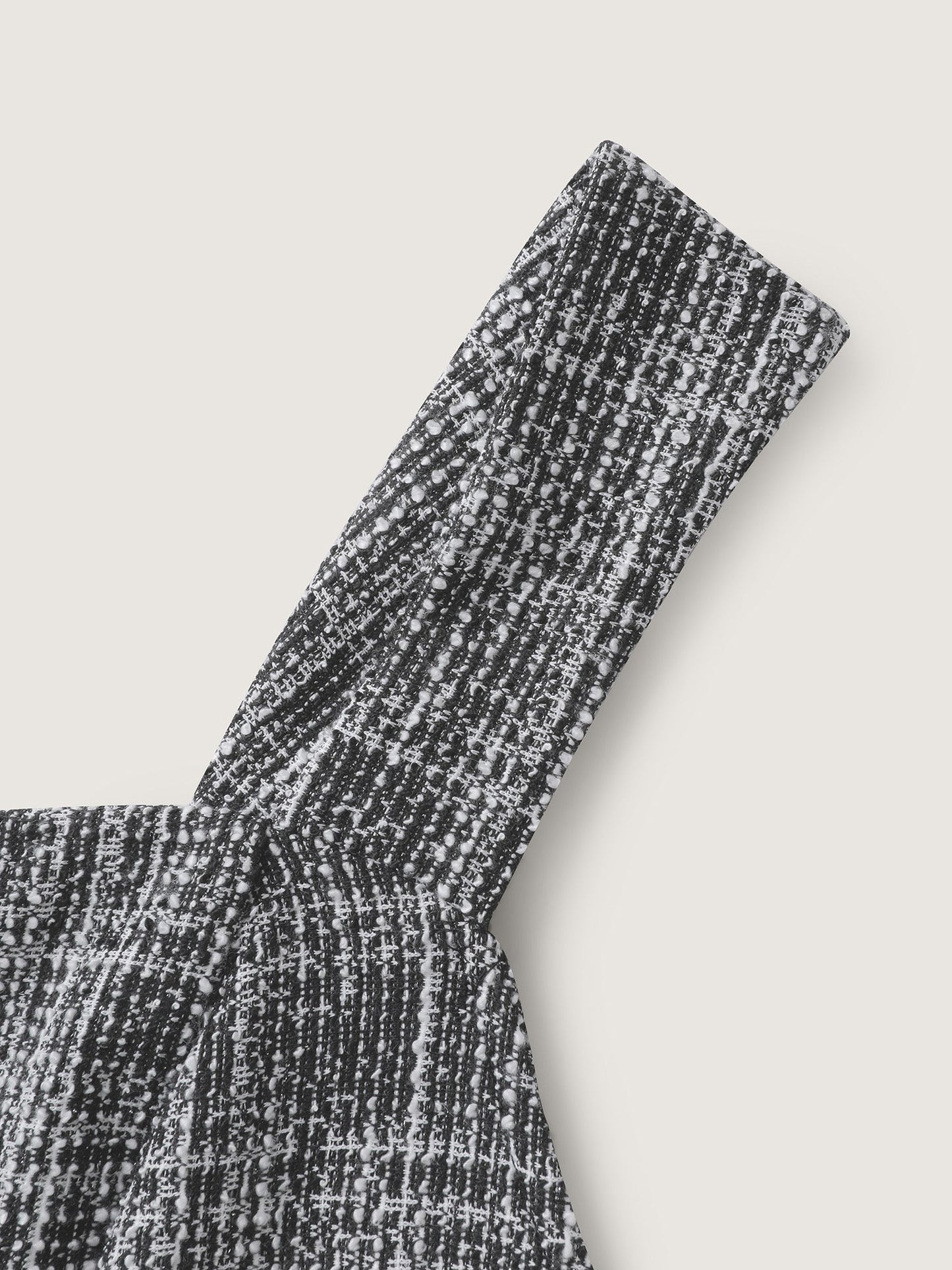 Tweed Sweetheart Neck Cinched-Waist Midi Dress