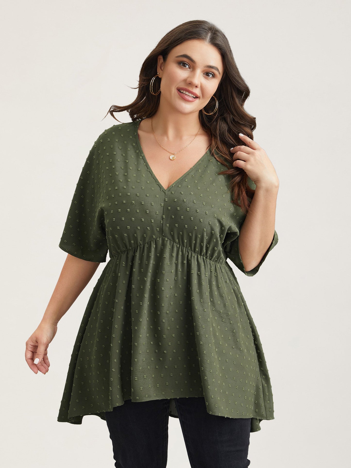Textured Hi-Low Hem Pockets Shirt