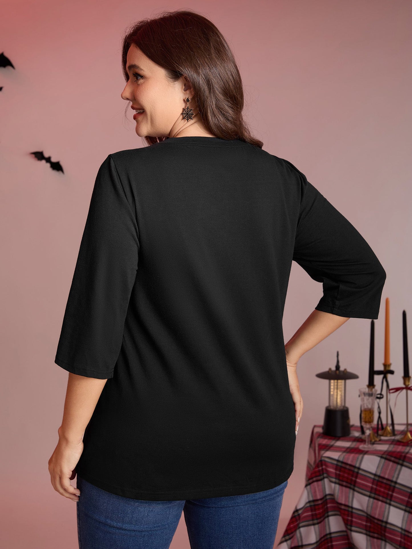 Spiderweb Neck Cut-Out Ties Knit Top