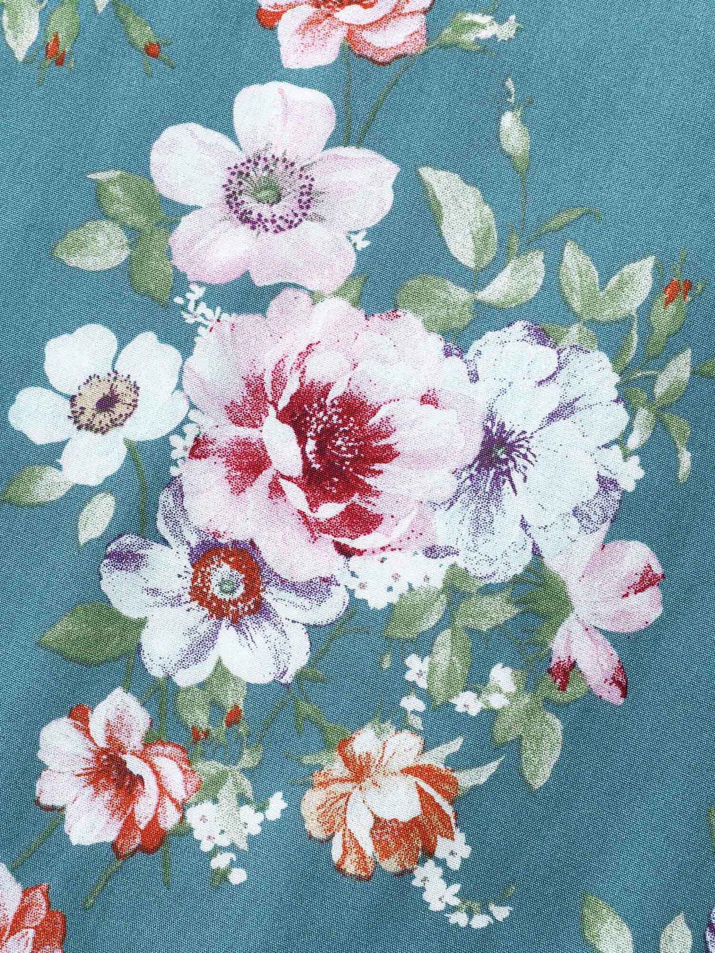 Large Floral Print Cinched-Waist Midi Dress