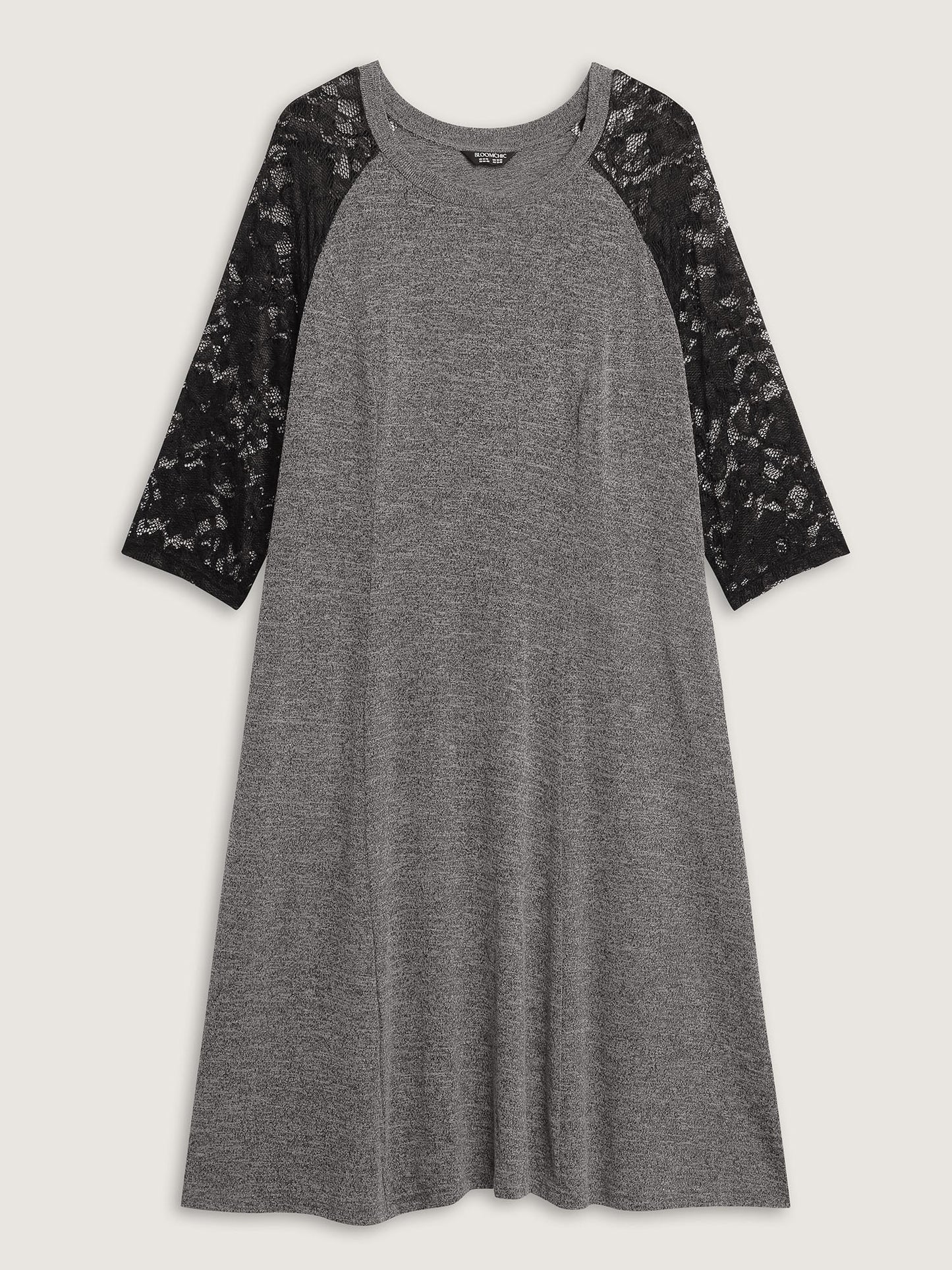 Supersoft Lace Sleeve Cinched-Waist Midi Dress