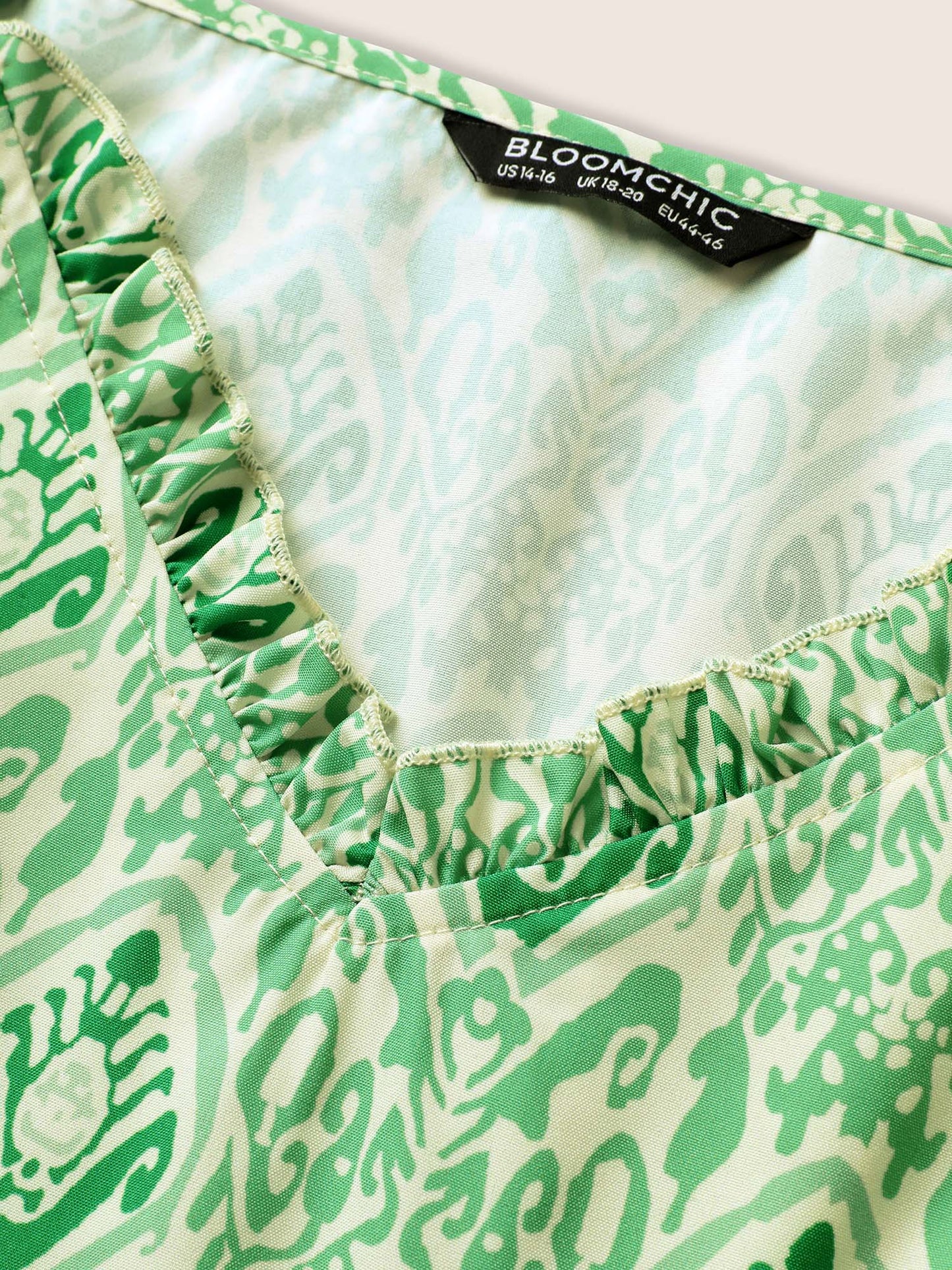 Boho Print Frill Trim Ruffle Layered Hem Dress