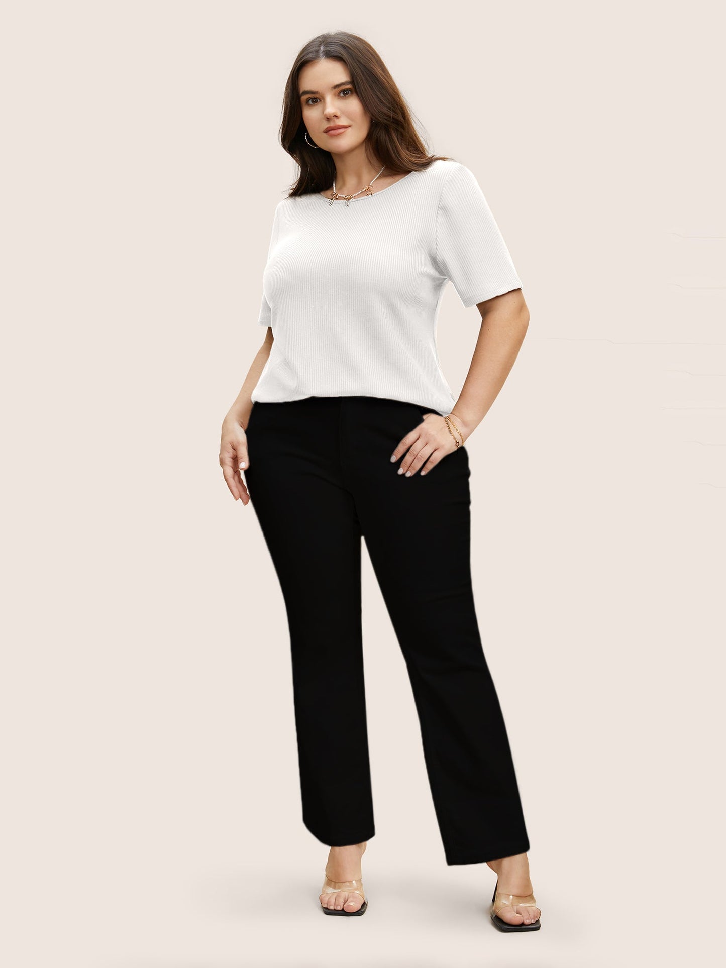 Round Neck Contrast Back Tie Knot T-shirt