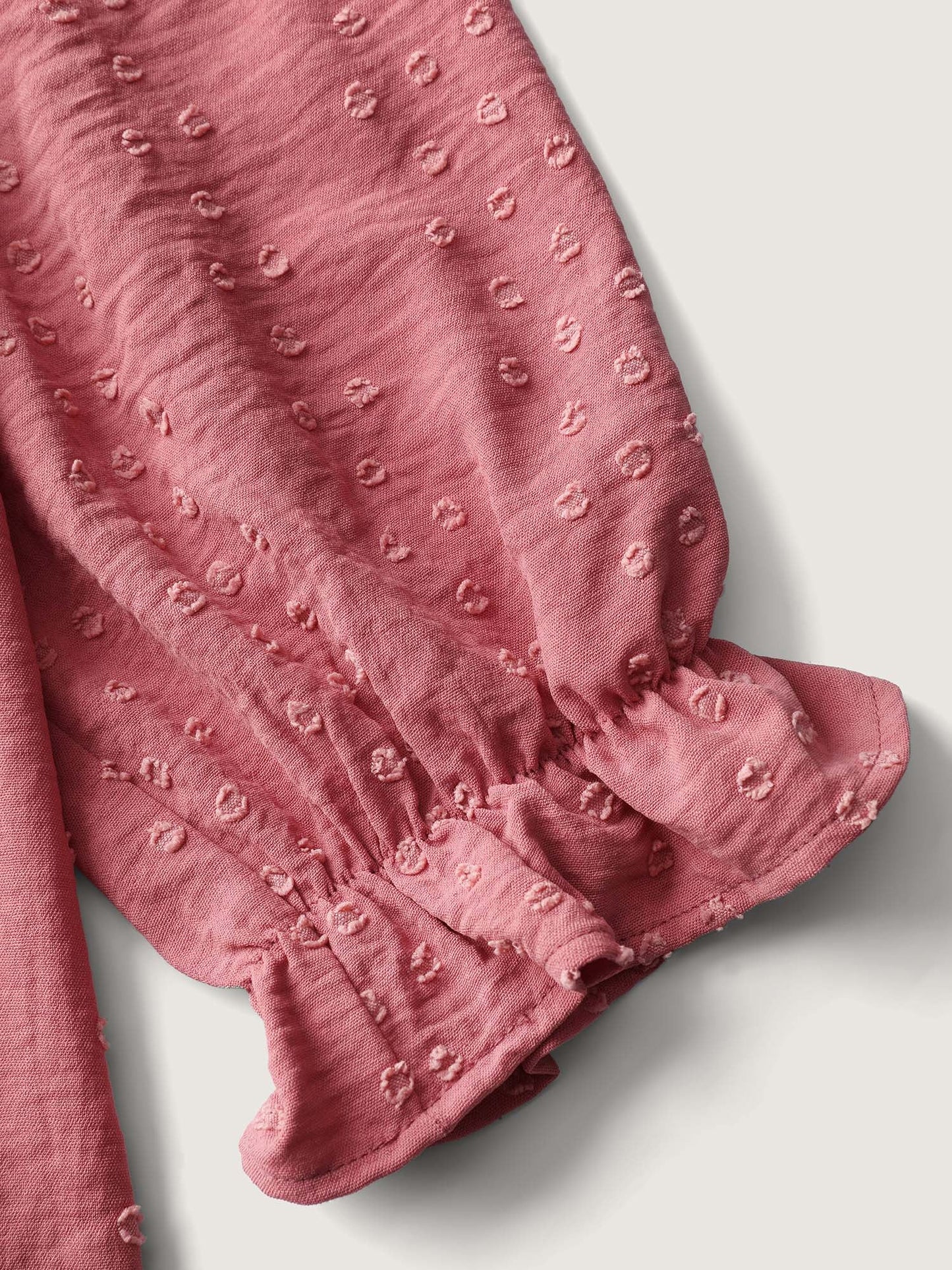 Lace Trim Pleated Textured Blouse