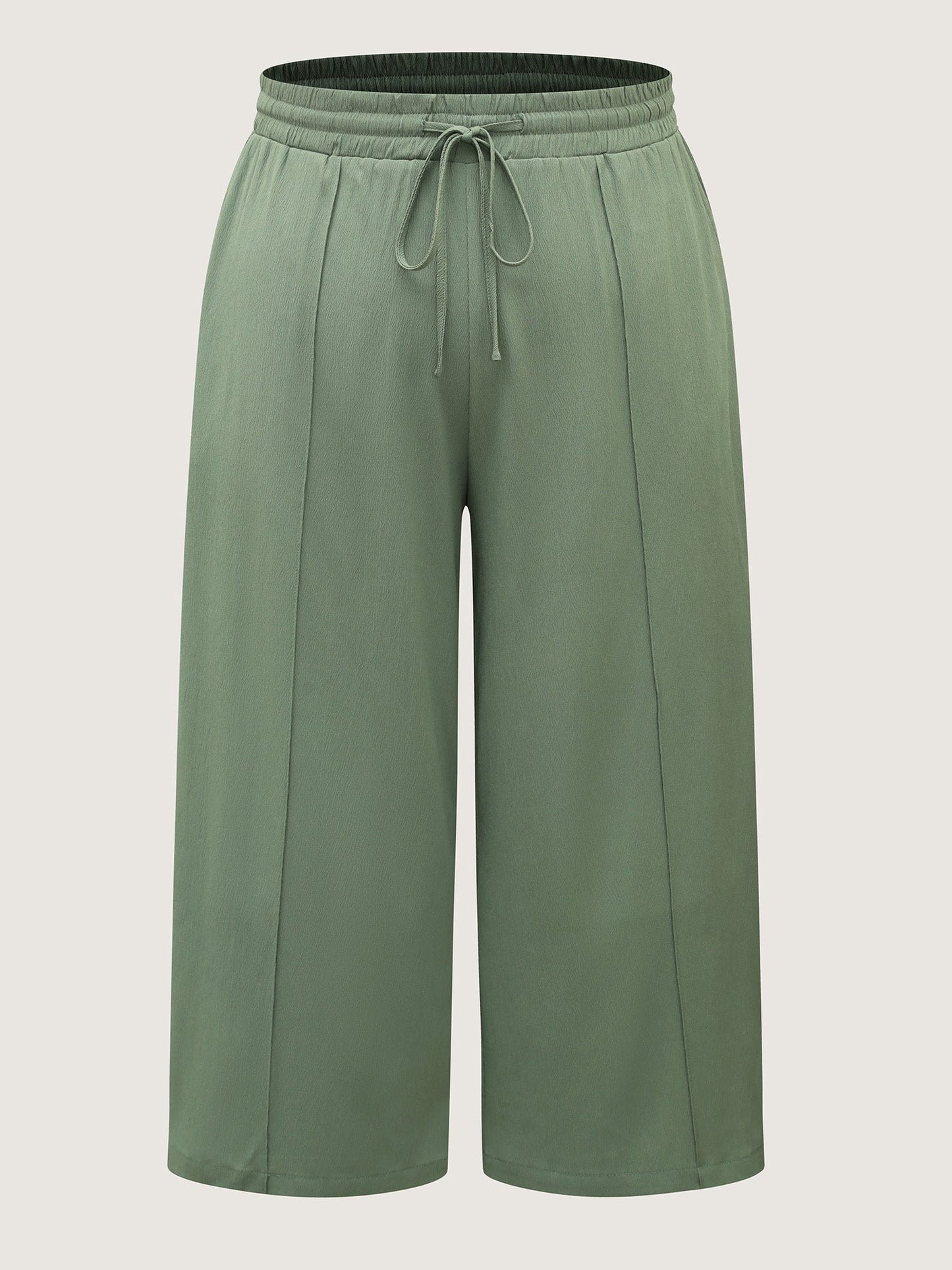 Drawstring Pin Tuck Wide-Leg Pants