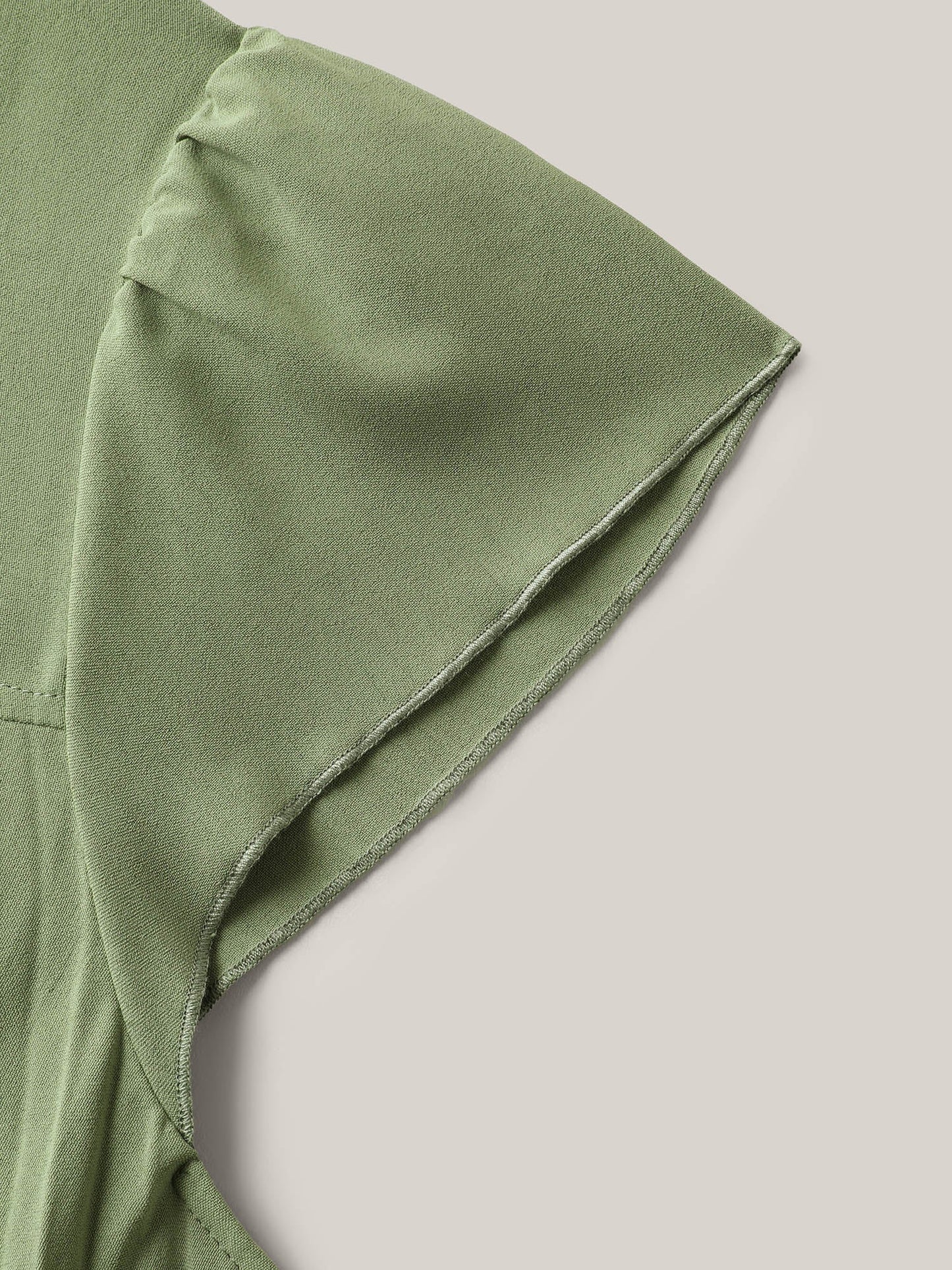 Plicated Detail Belted Pockets Maxi Dress