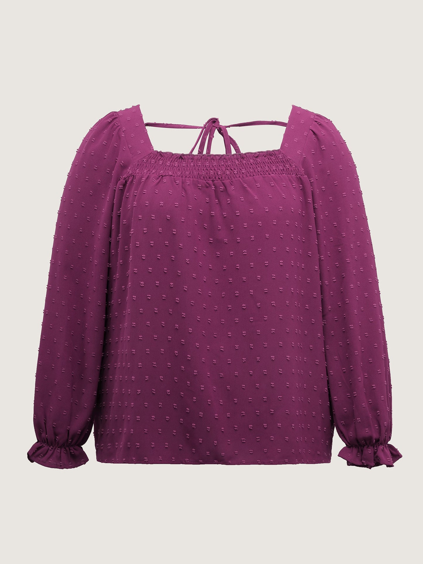 Shirred Neckline Bust-Ease Textured Blouse