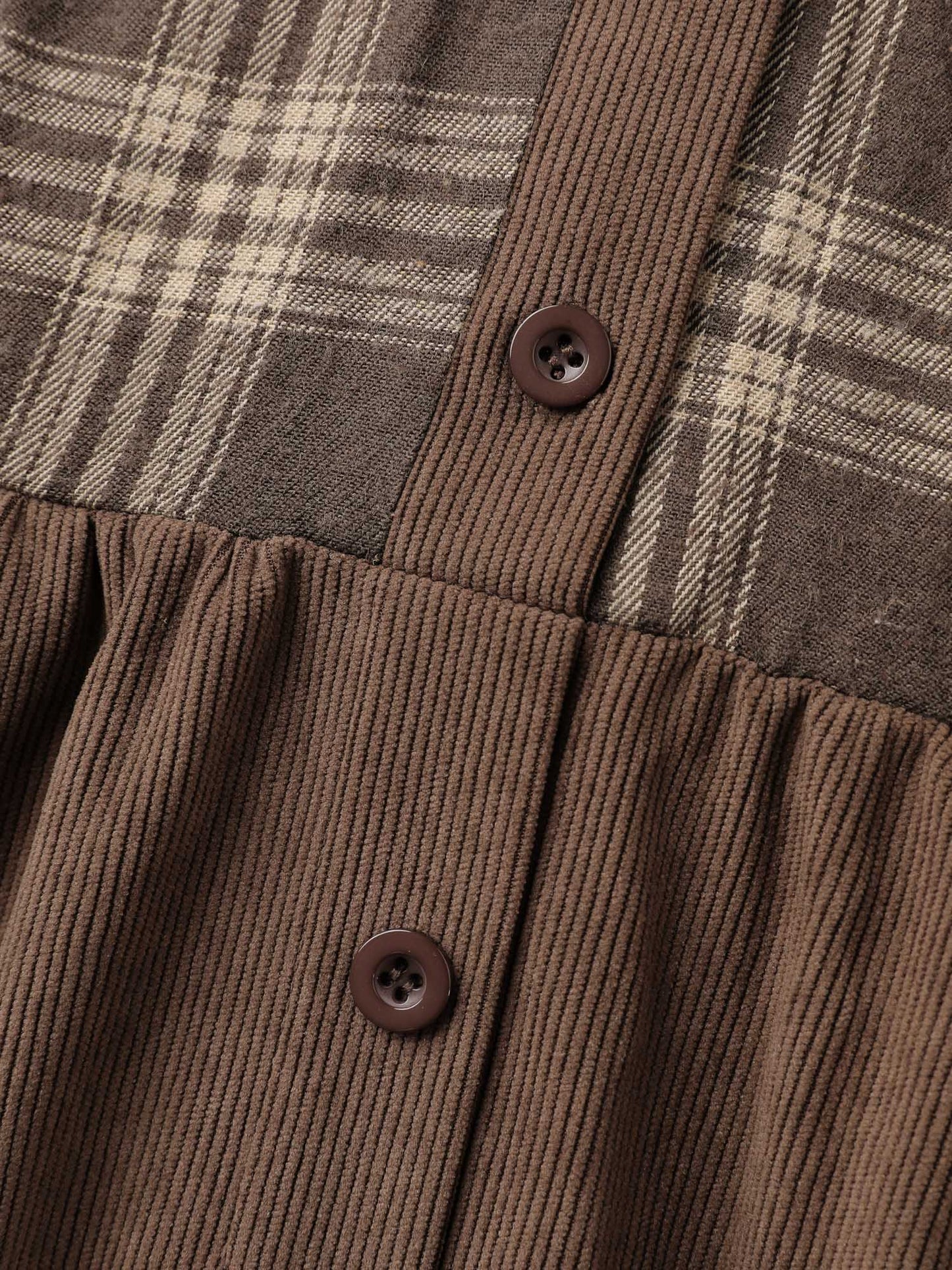 Plaid Pattern Contrast Waist-Tie Midi Dress