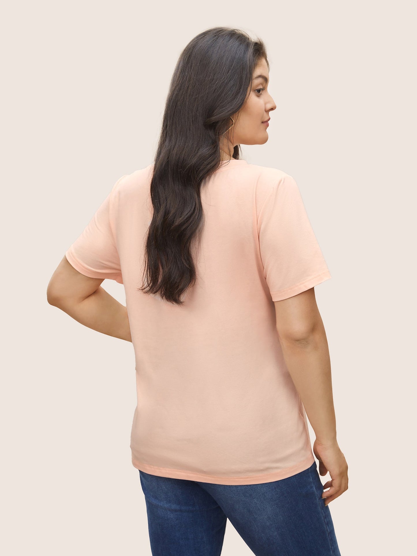 Crew Neck Art & Design Butterfly Print T-shirt