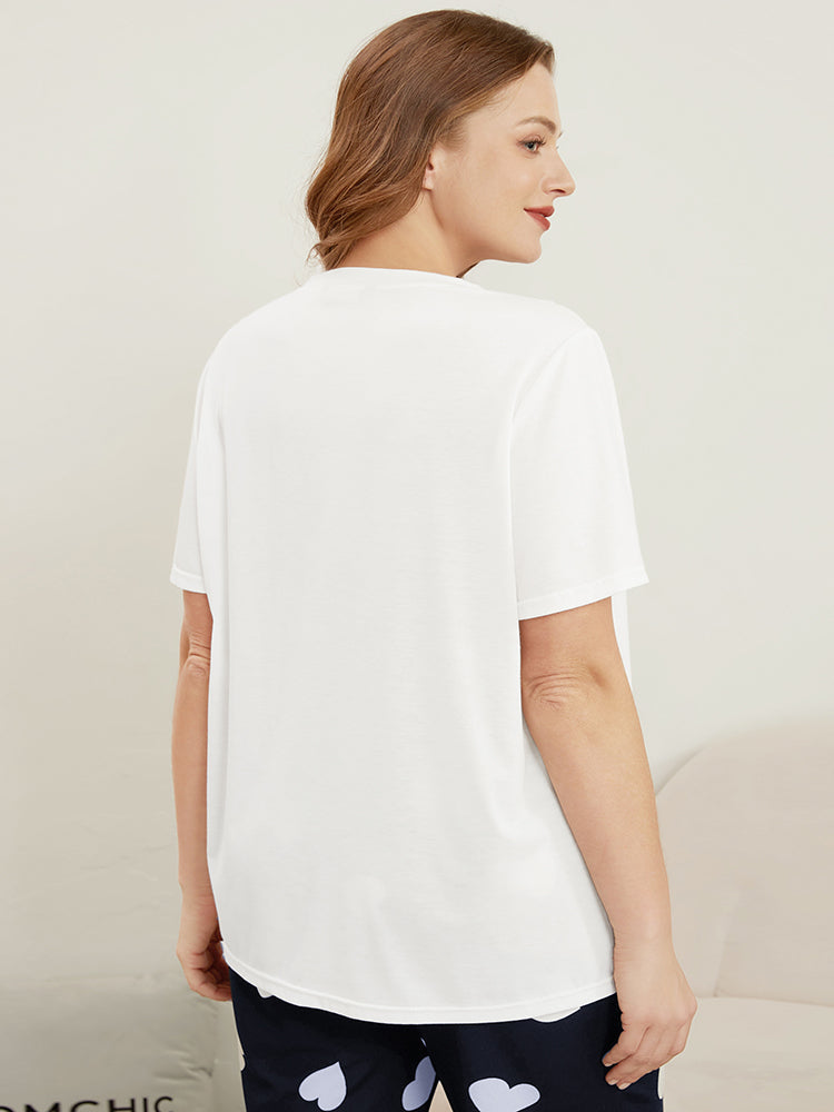Round Neck Letters Print Solid Loungewear