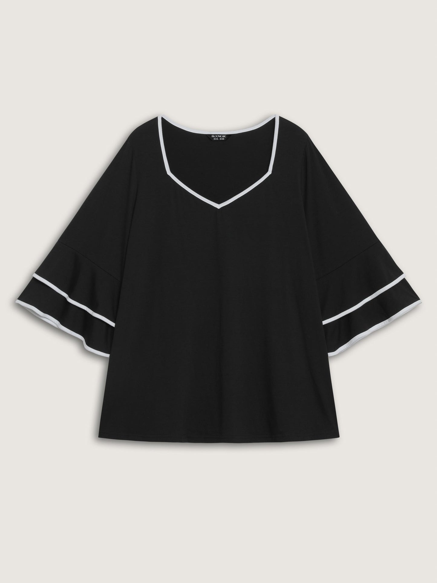 Stretchy Color Contrast Layered Sleeve T-Shirt