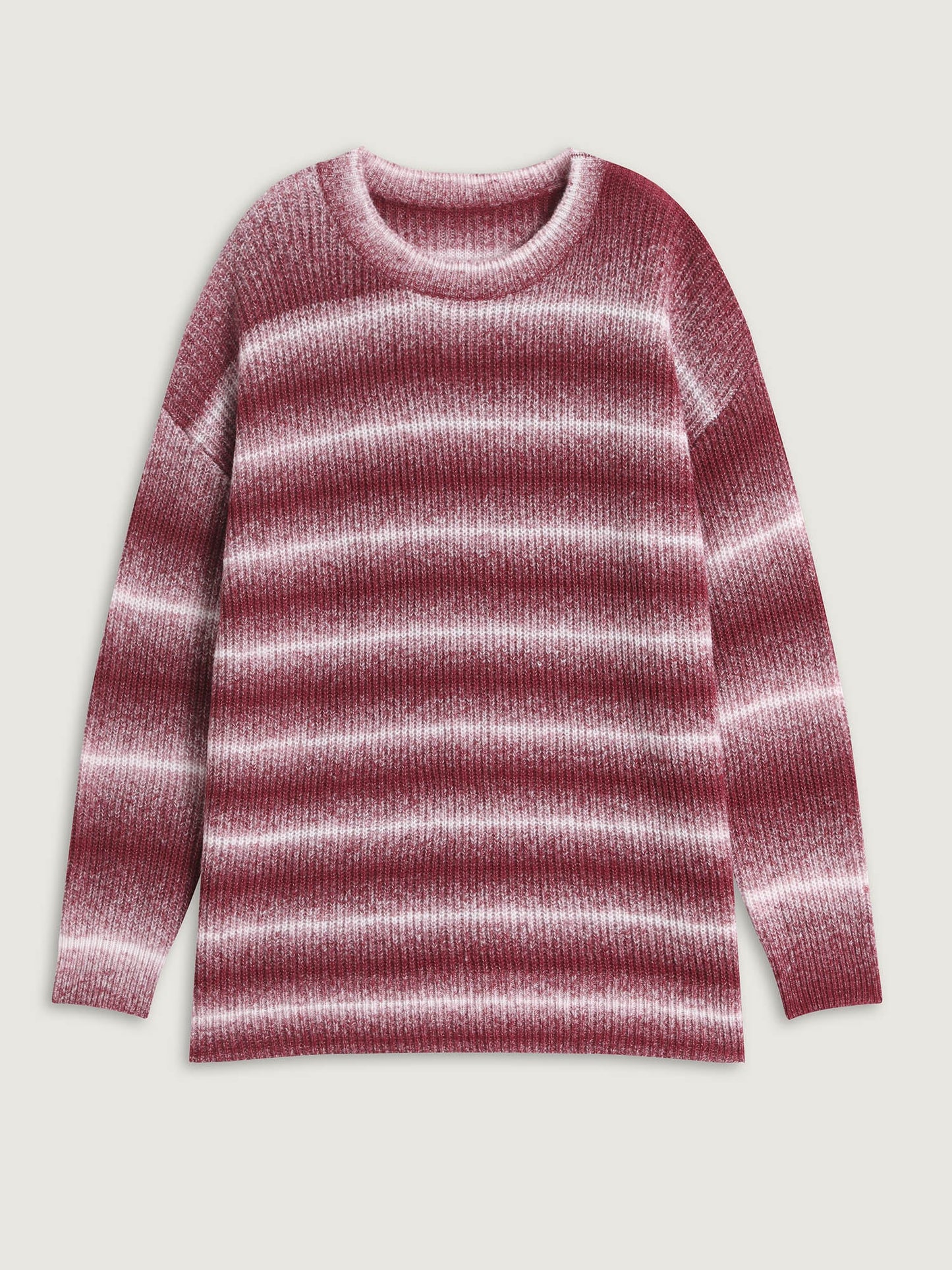 Ombre Tissue Textured Round Neck Pullover