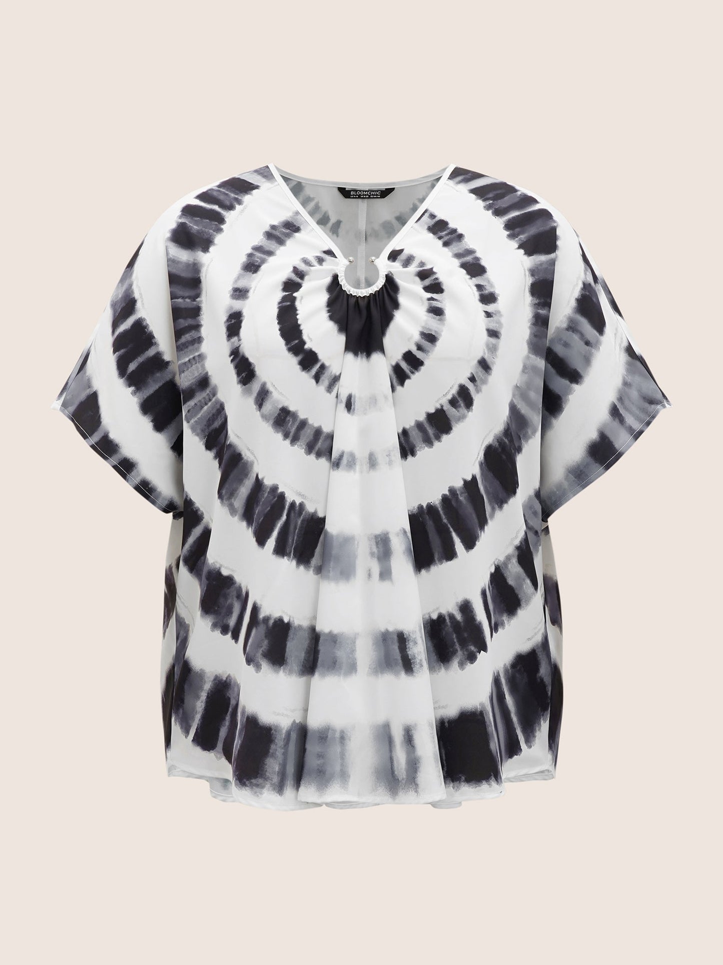 Tie Dye Metal Detail Batwing Sleeve Blouse