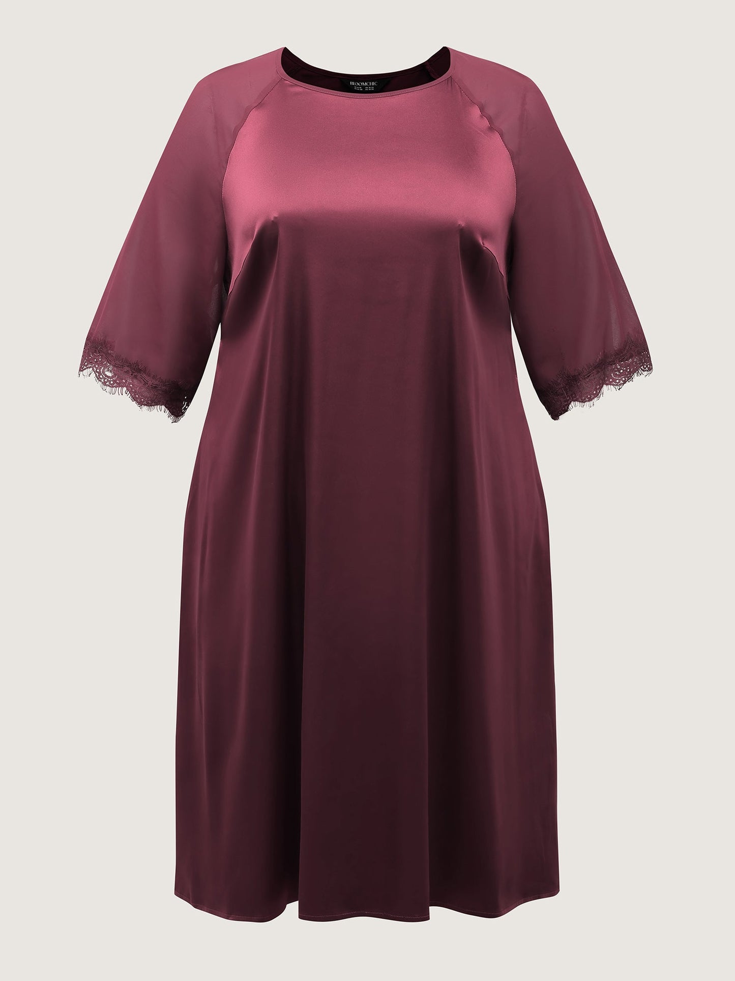 Satin Semi-Sheer Contrast Sleep Dress