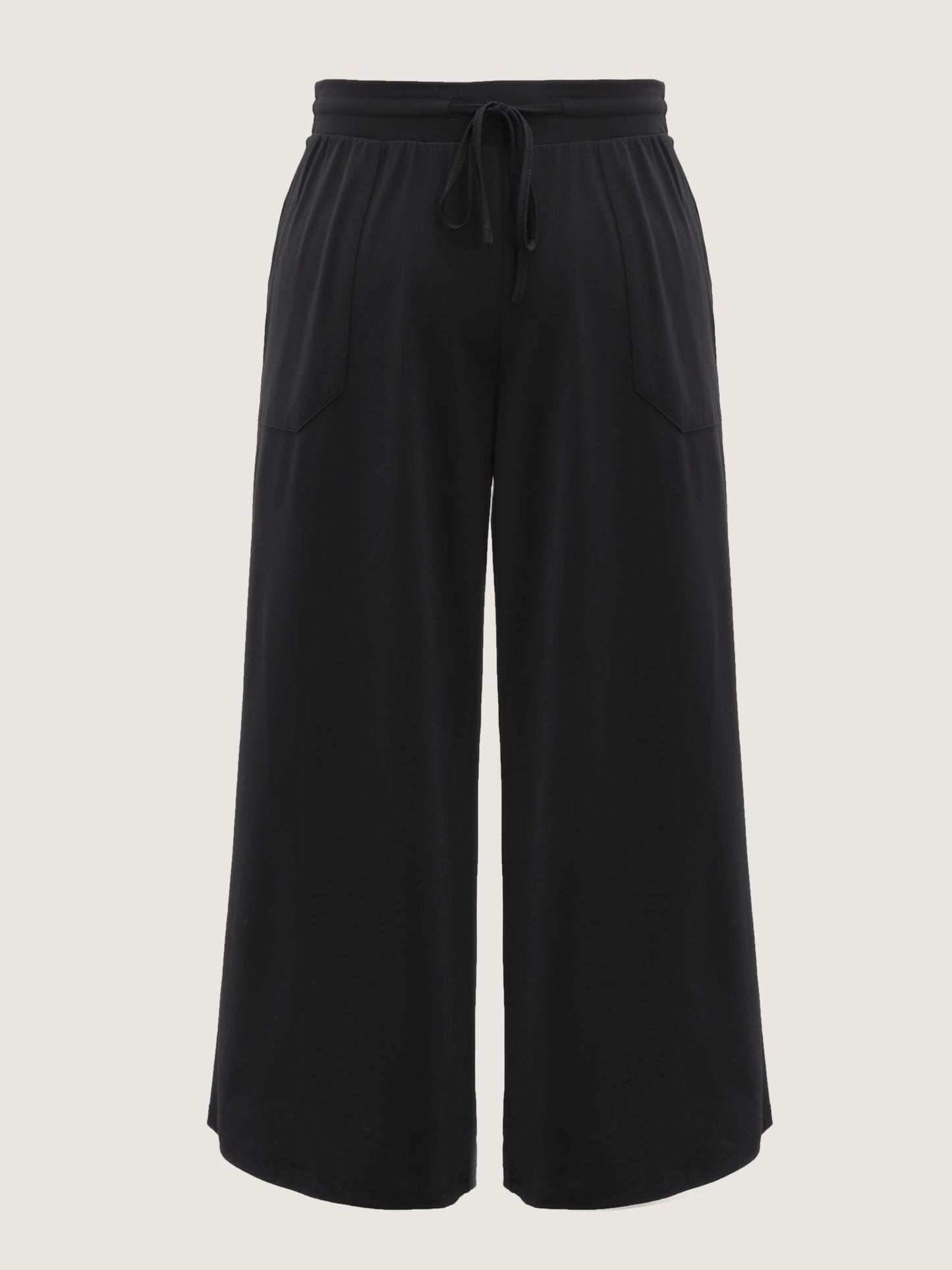 Wide Waistband Drawstring Flared Pants