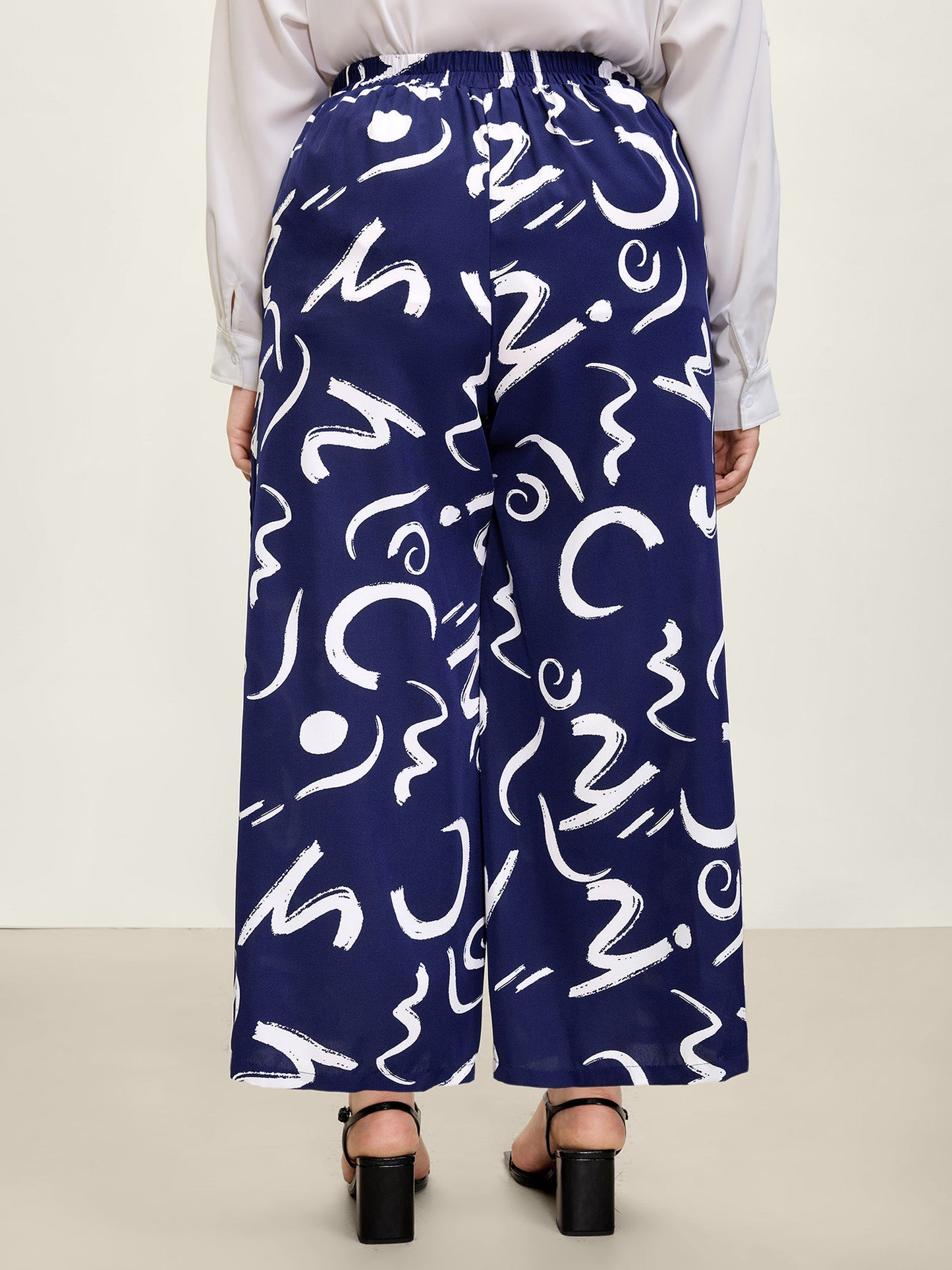 Geometric Print Wide-Leg Pants