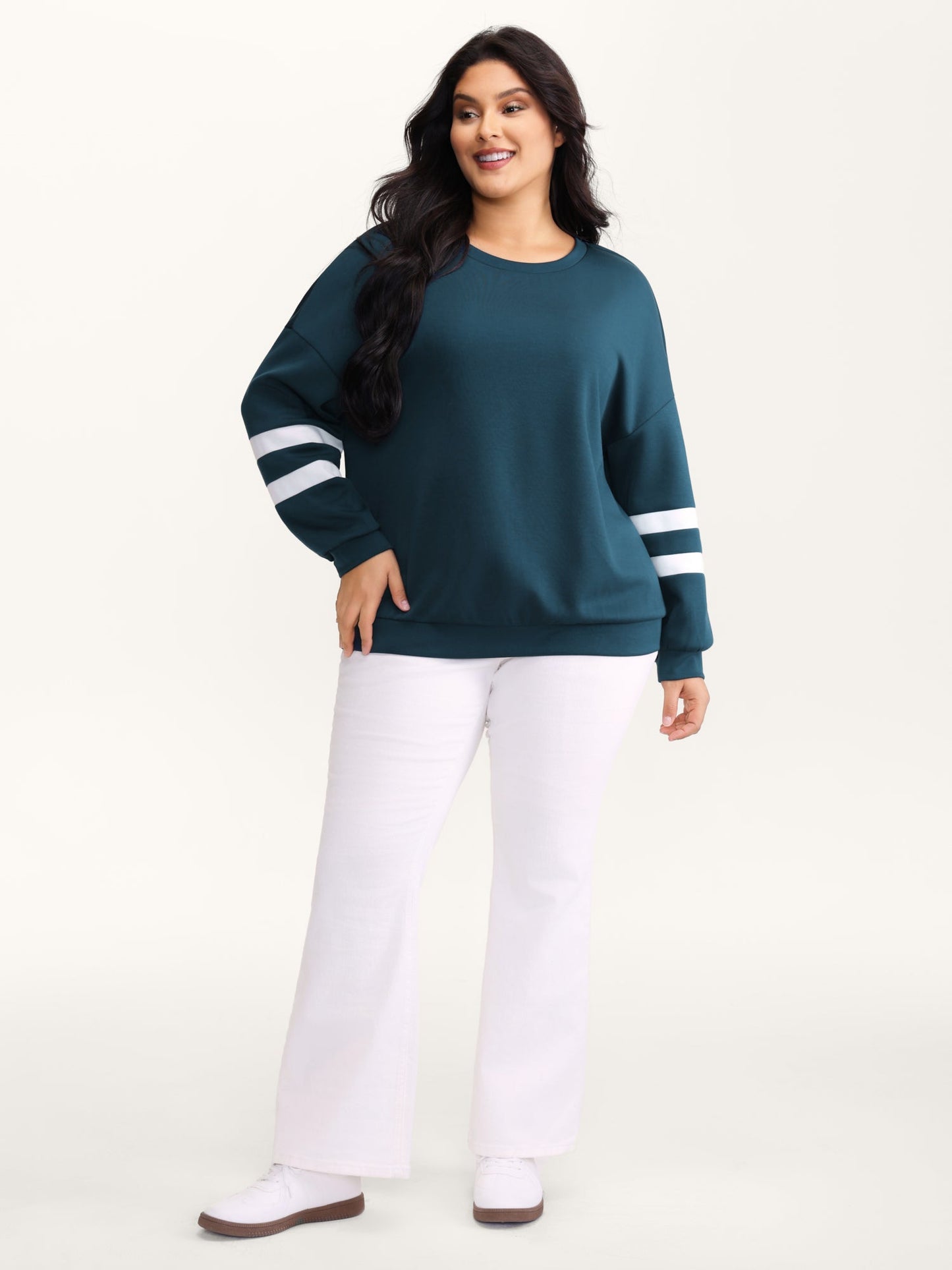 Supersoft Stripe Sleeve Contrast Sweatshirt