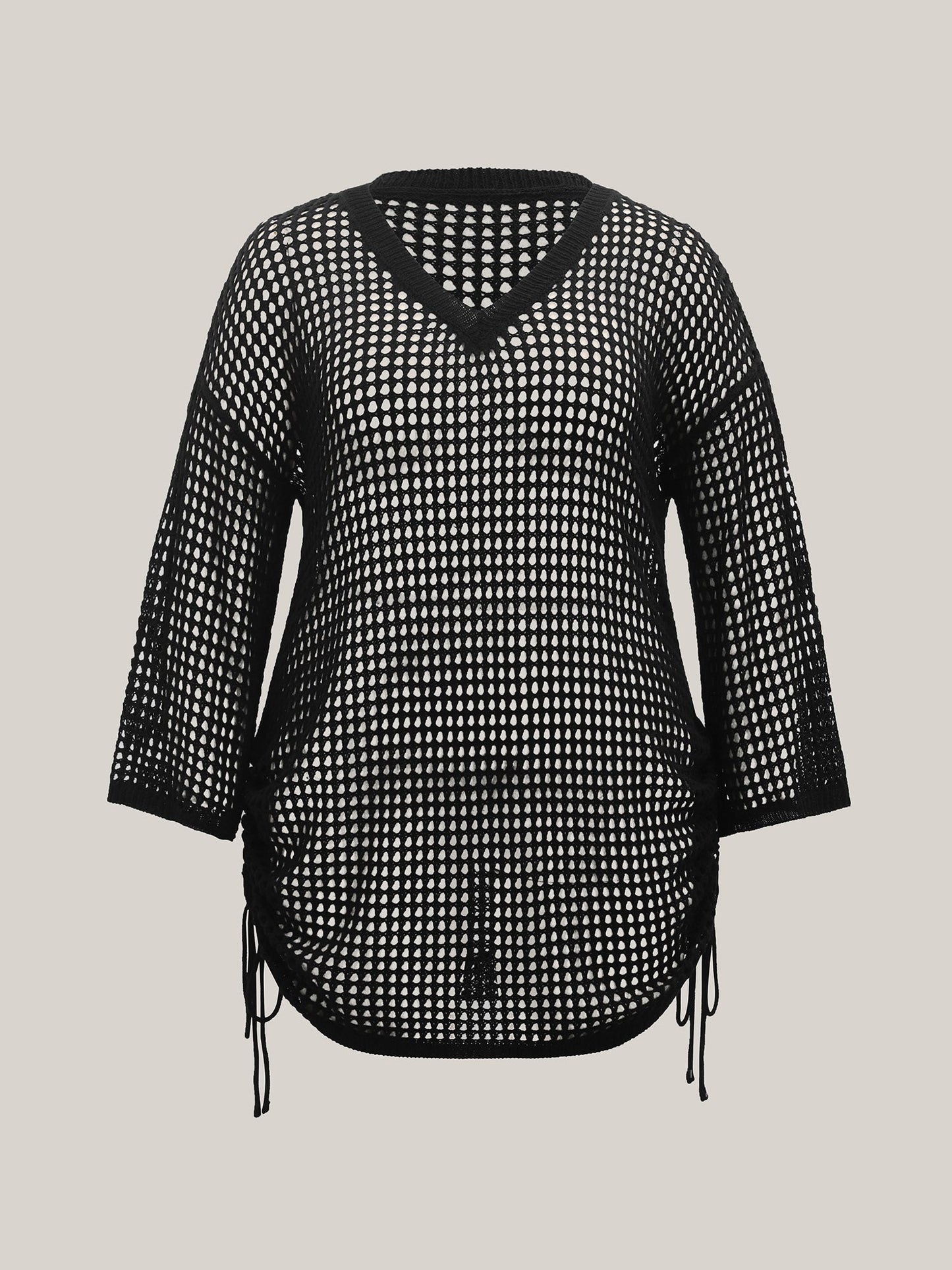 Side Drawstring Cut-Out Swim Cover-Up