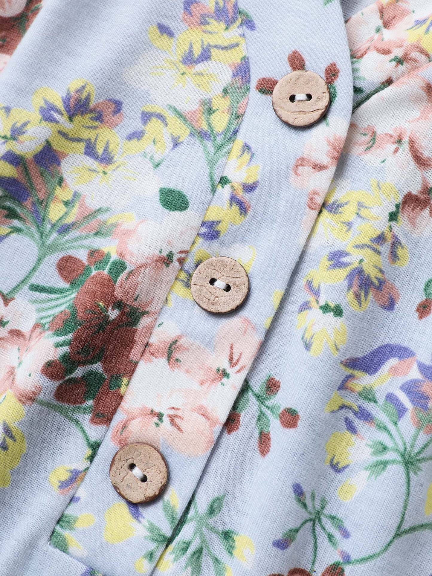 Floral Pleated Button Detail Blouse