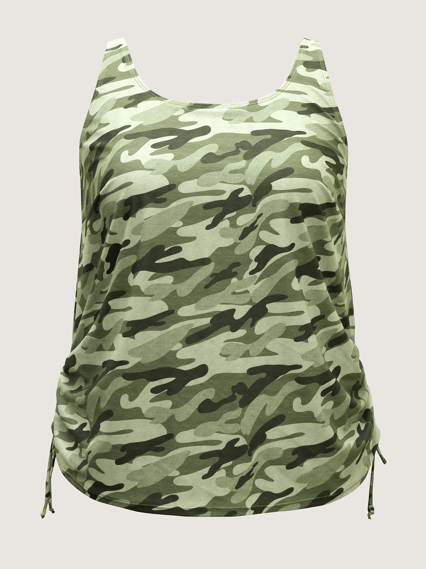 Camouflage Print Side Drawstring Swim Top