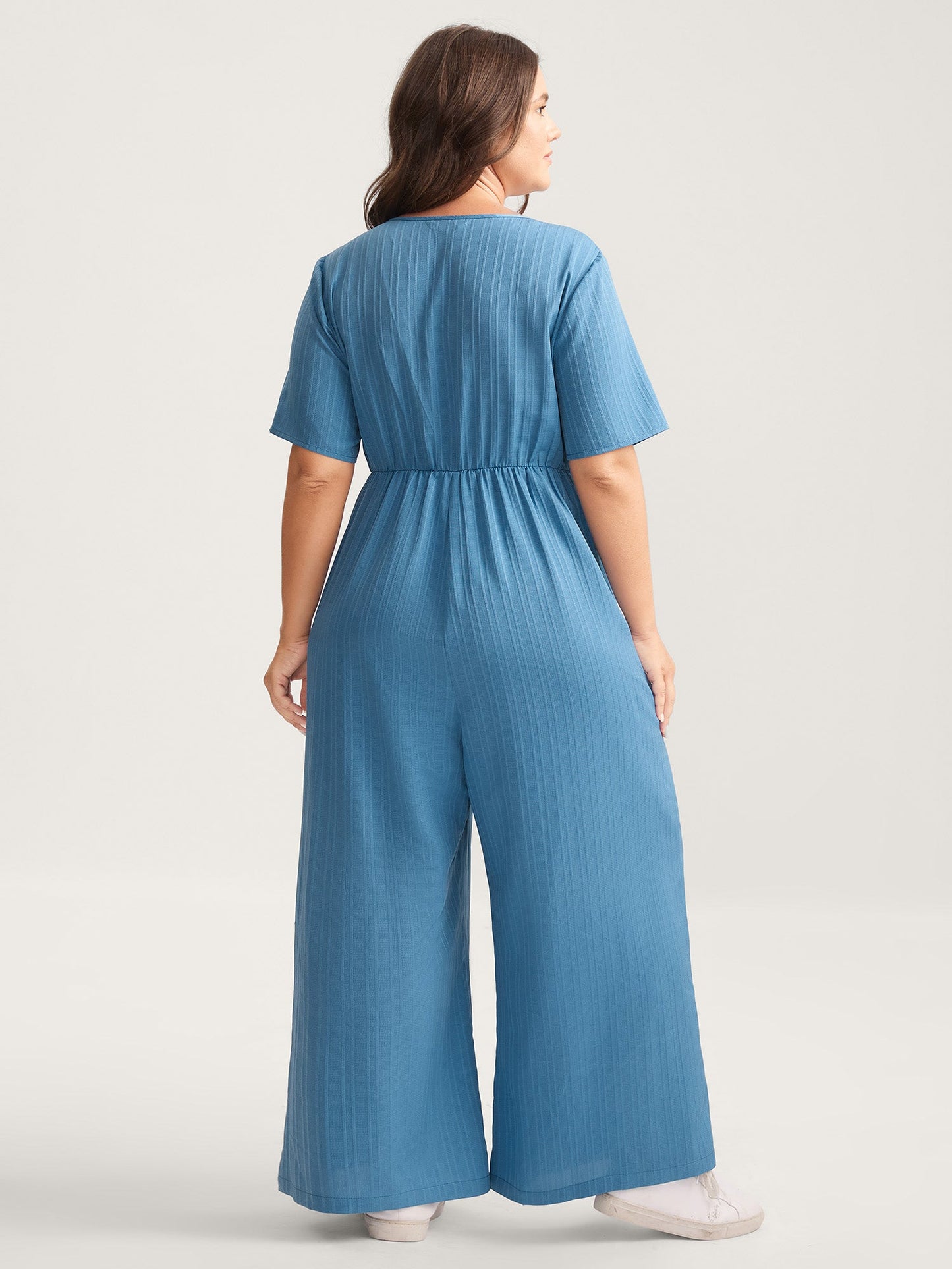 Button Detail High Waisted Solid Jumpsuit