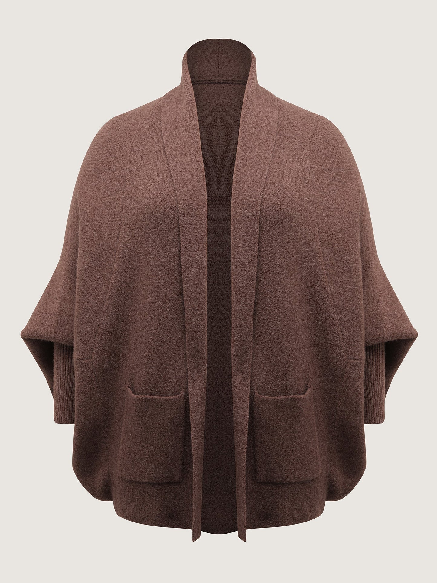 Folded Collar Dolman Sleeve Knit Cardigan