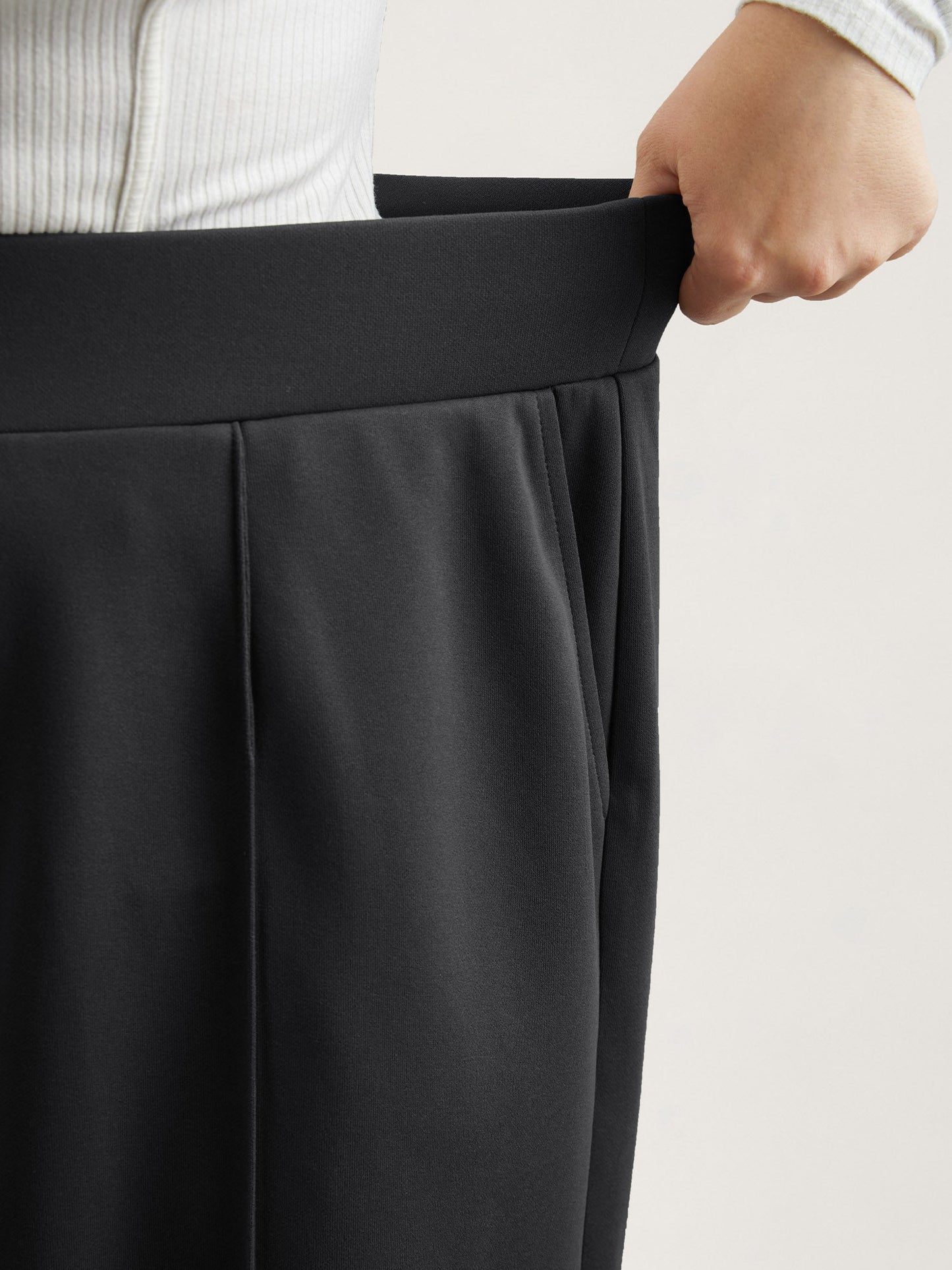 Ruched Tummy-Control Seamed Wide Leg Pants