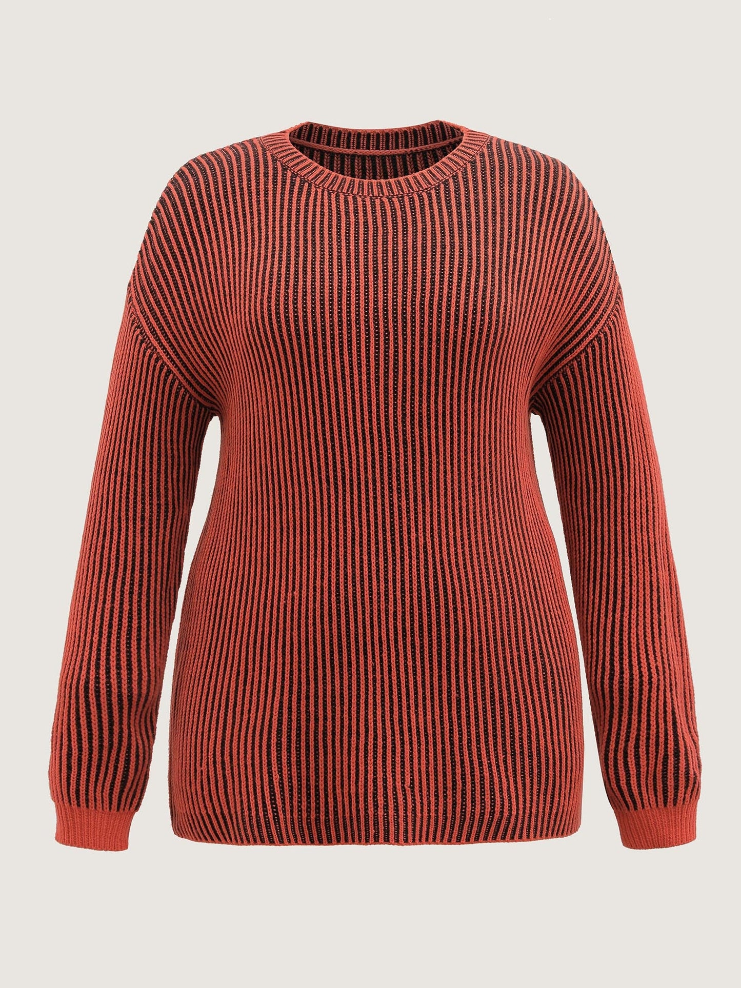 Stripe Textured Round Neck Pullover