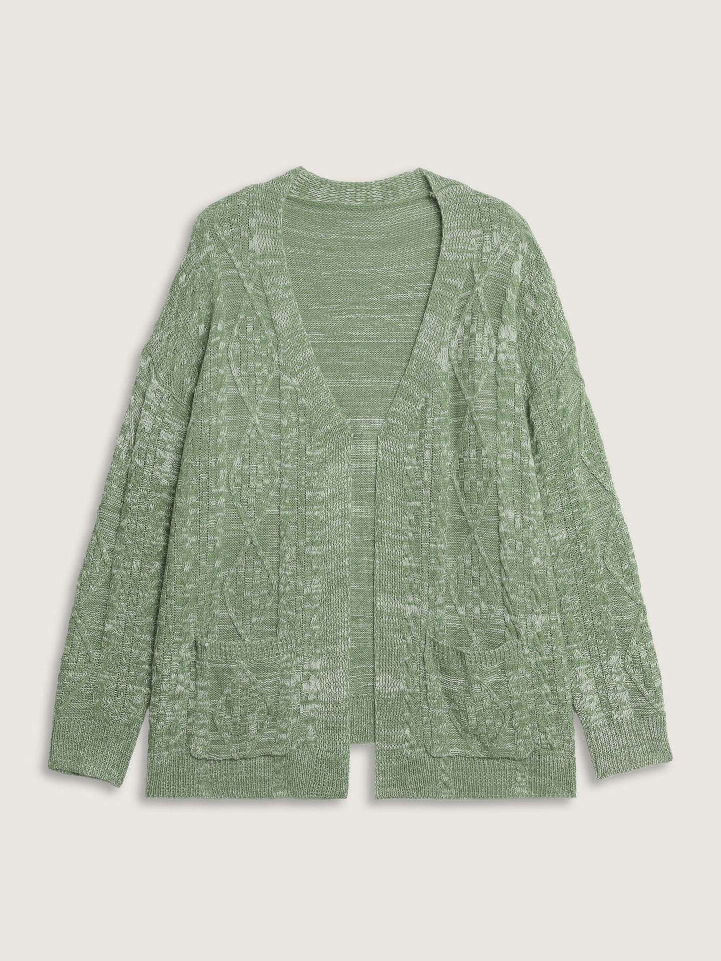 Cable Knit Textured Pockets Knit Cardigan