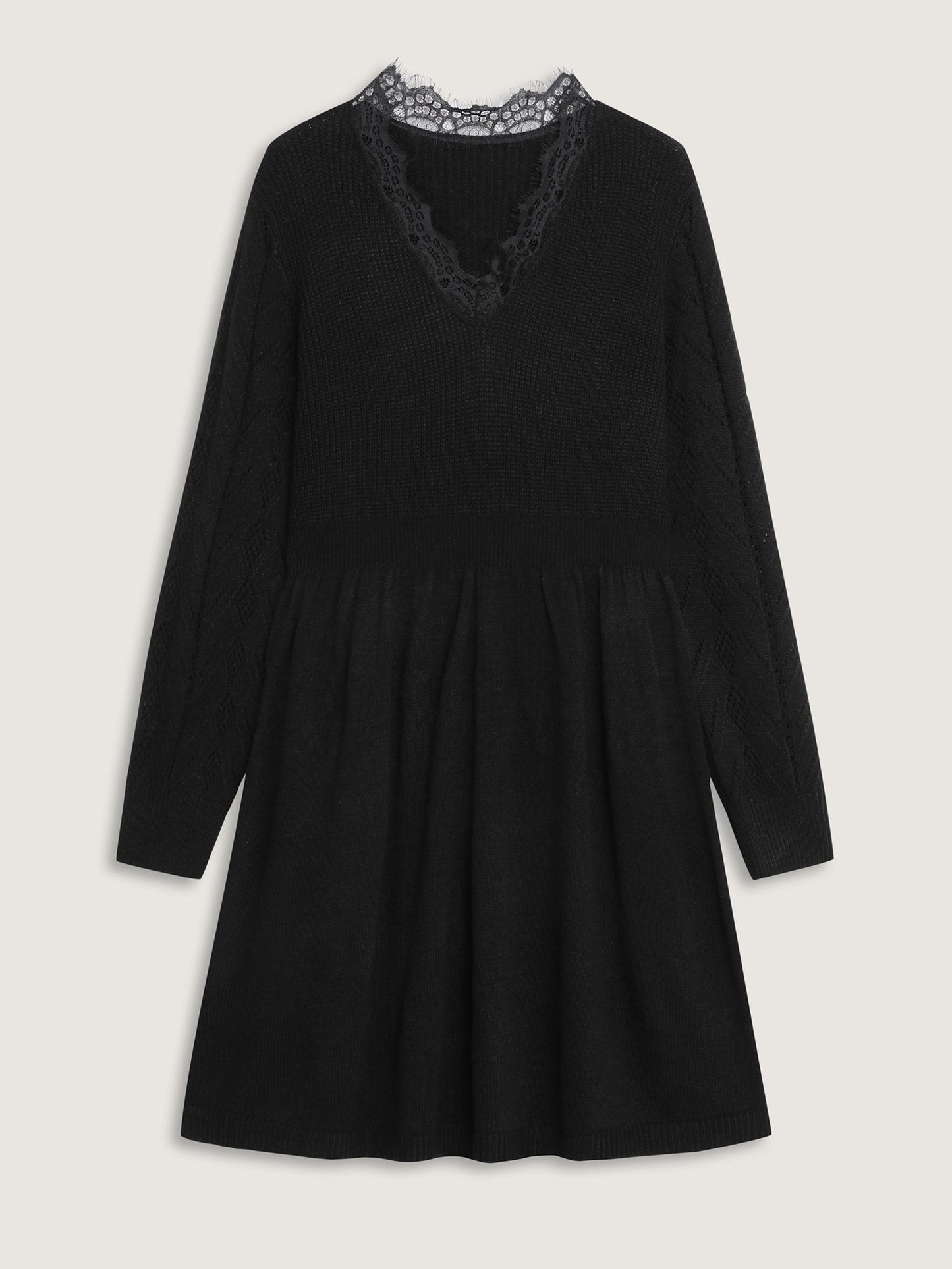 Lace Cut-Out Cinched-Waist Midi Dress