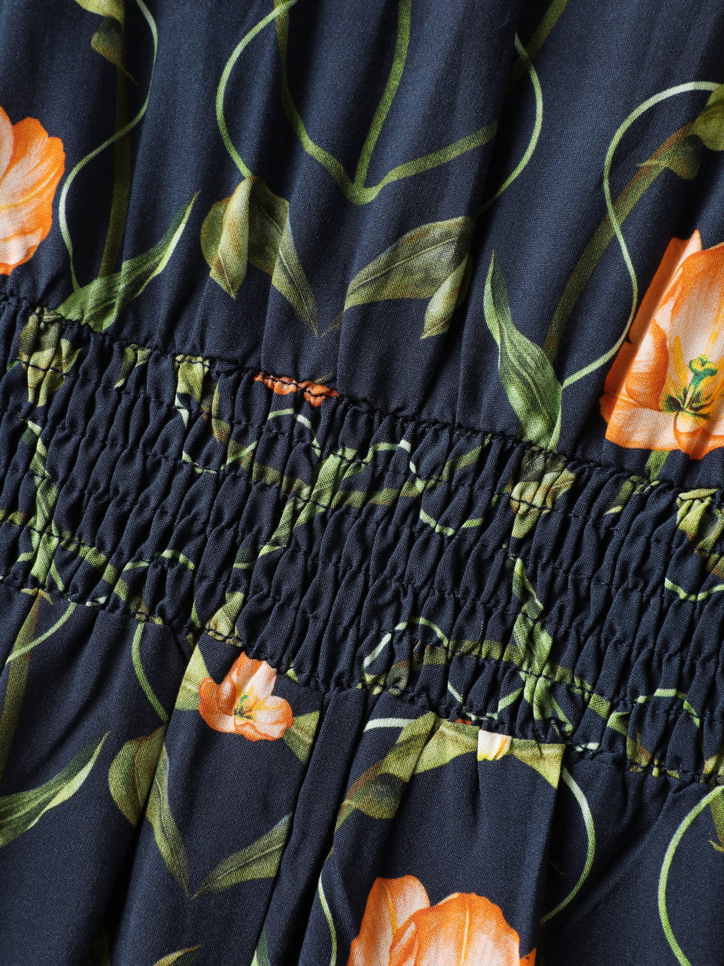 Supersoft Floral Print Shirred Midi Dress