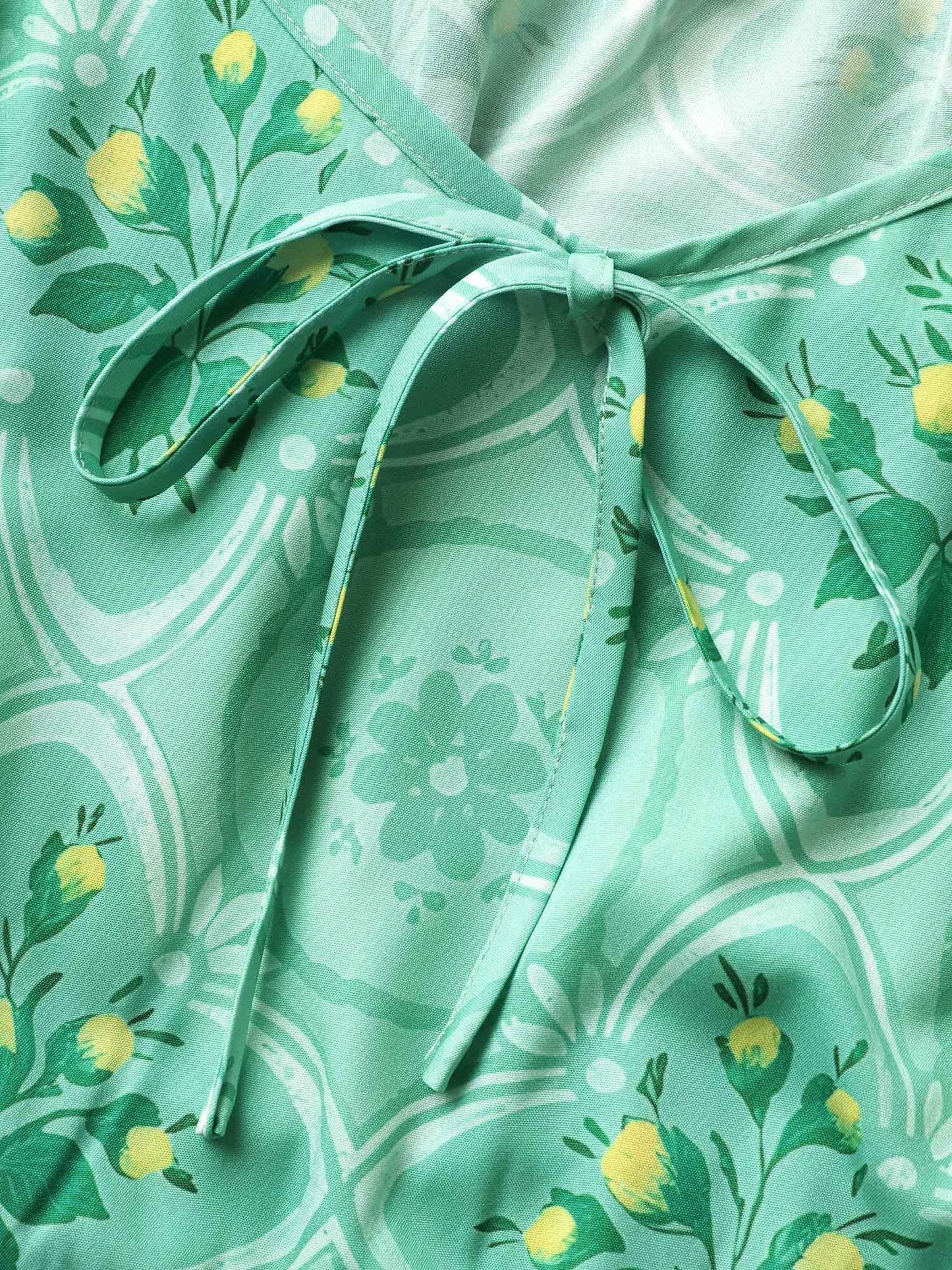 Moroccan Print Ruffle Cap Sleeve Maxi Dress