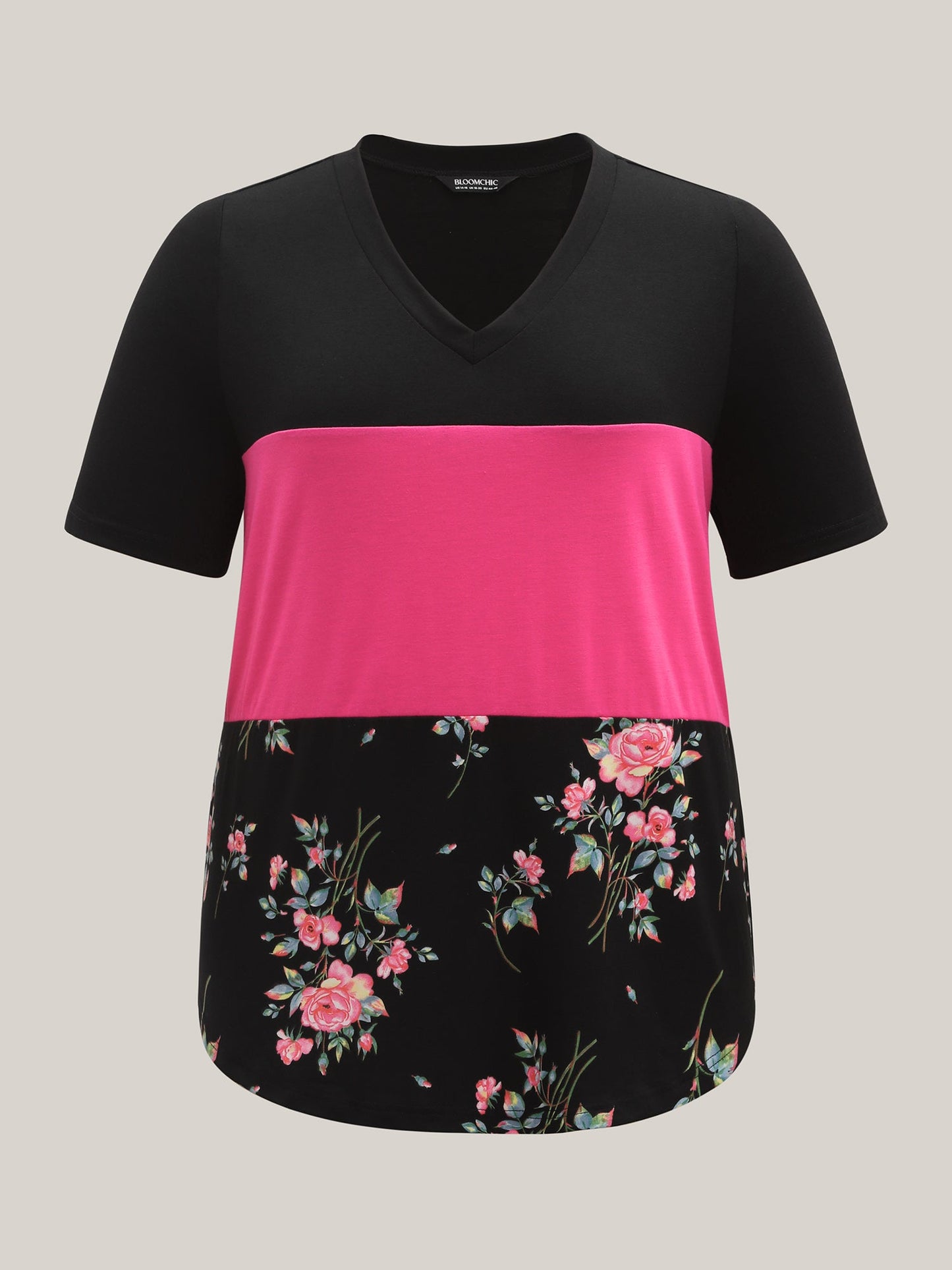 Color Block Heather Stretchy Fitted T-Shirt