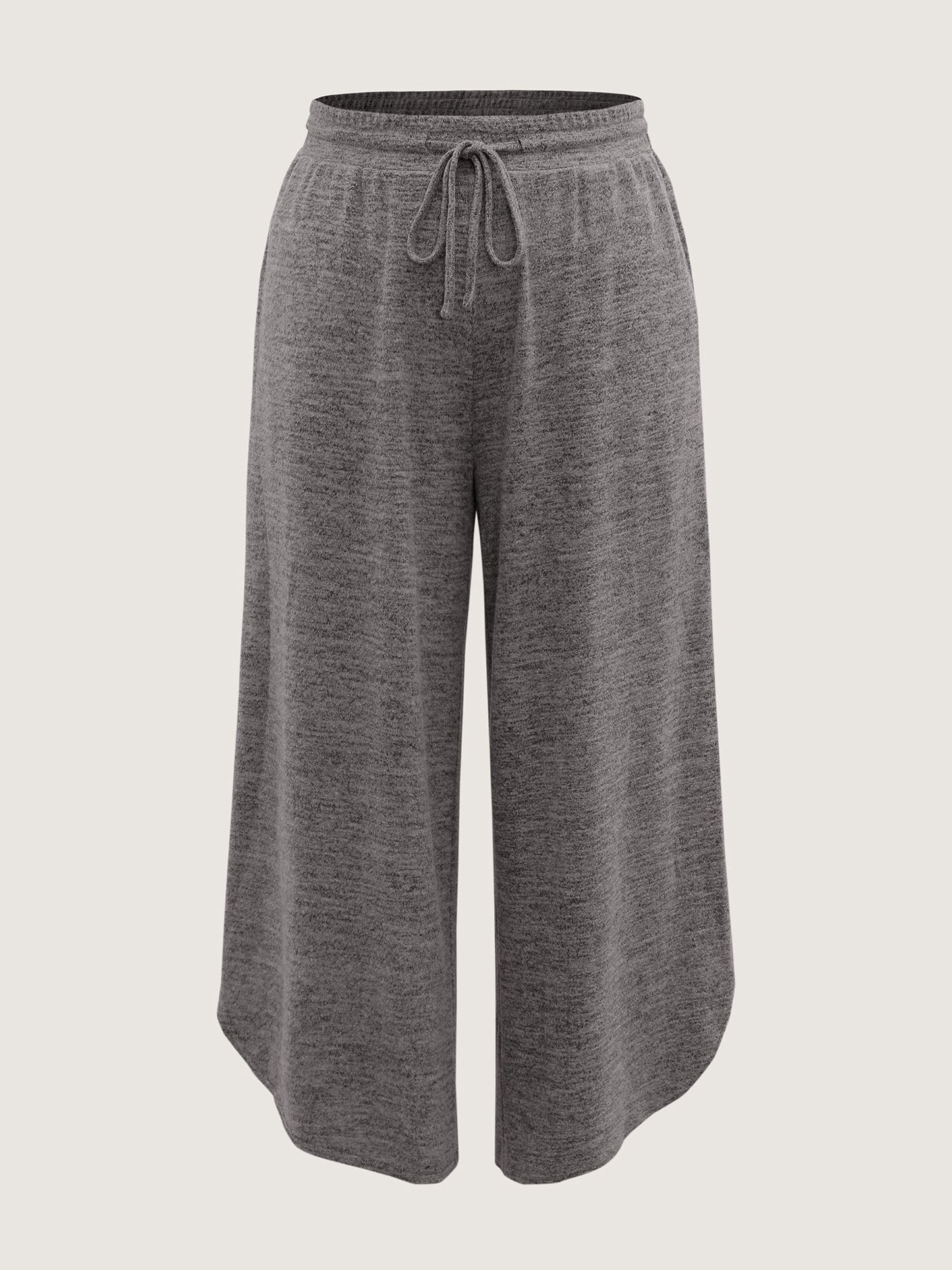 Stretchy Waistband Color-Mix Knit Pants