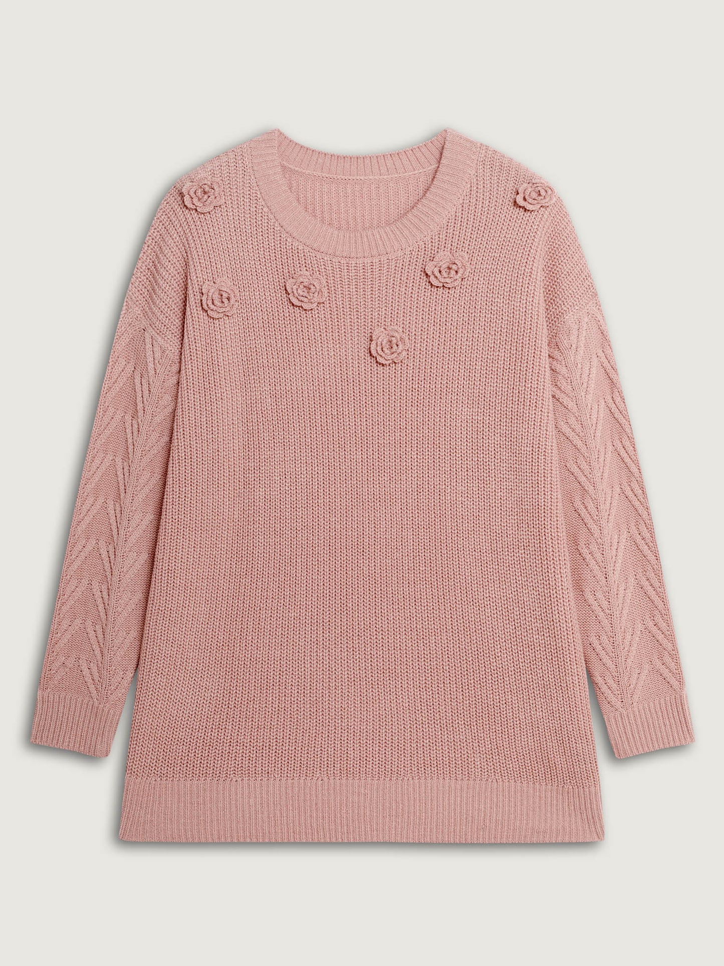 3D Floral Textured Pullover