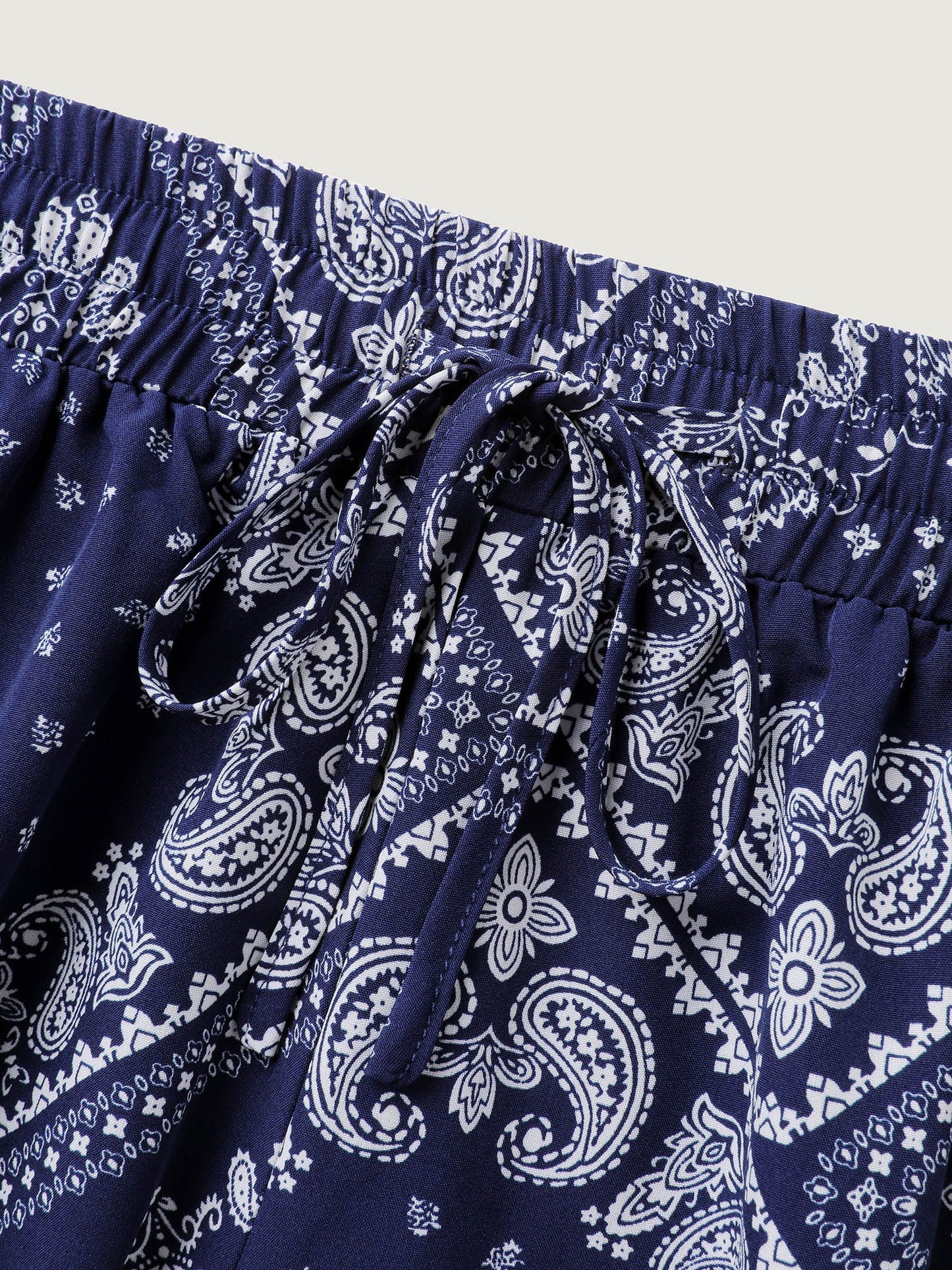Collage Scarf Pattern Straight-Leg Pants