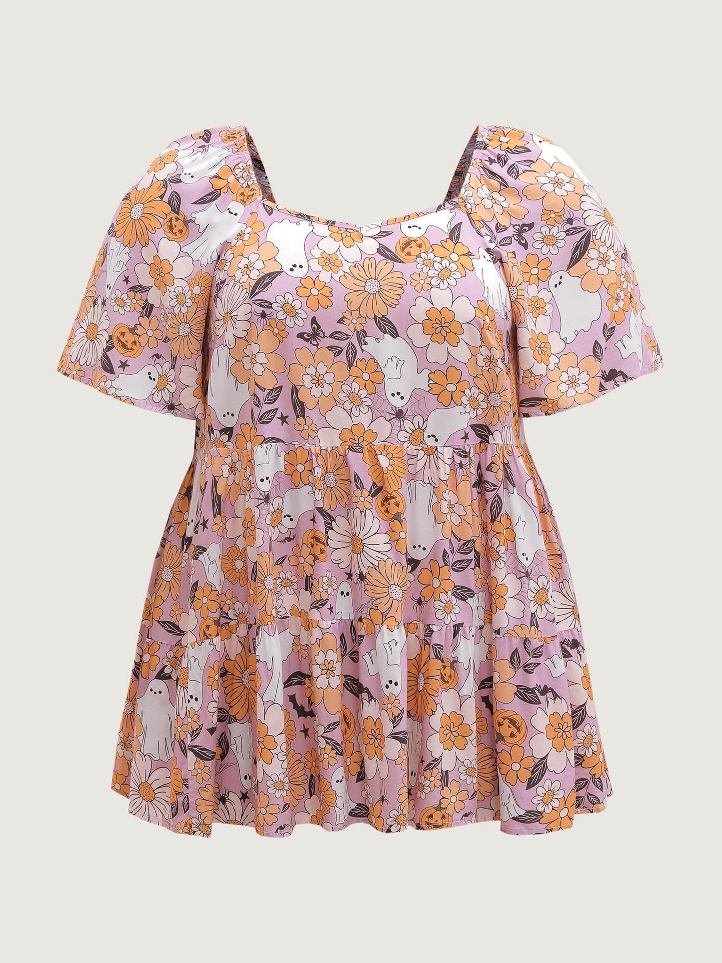 Rayon Halloween Floral Print Blouse